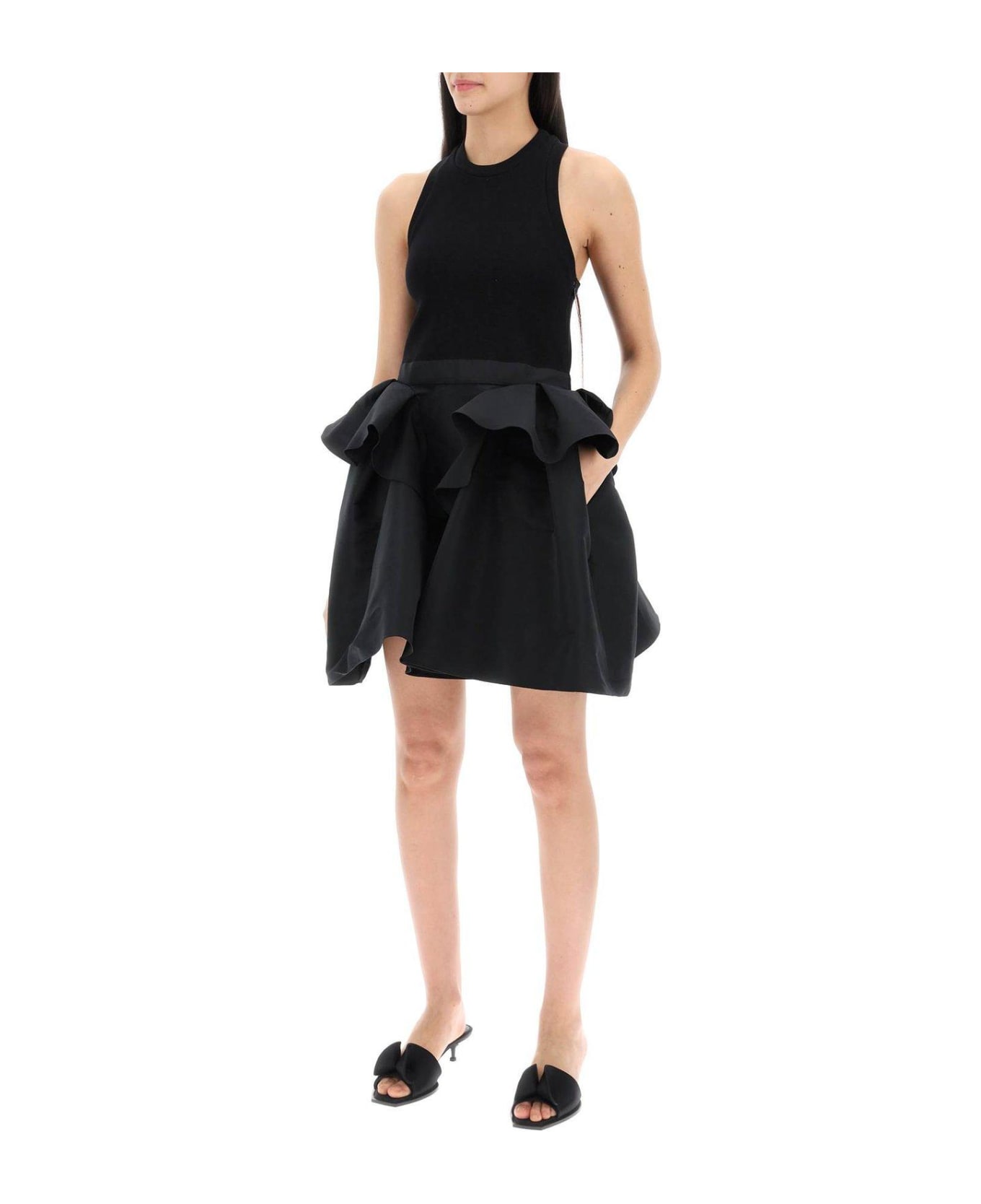 Alexander McQueen Panelled Peplum Sleeveless Mini Dress - Black