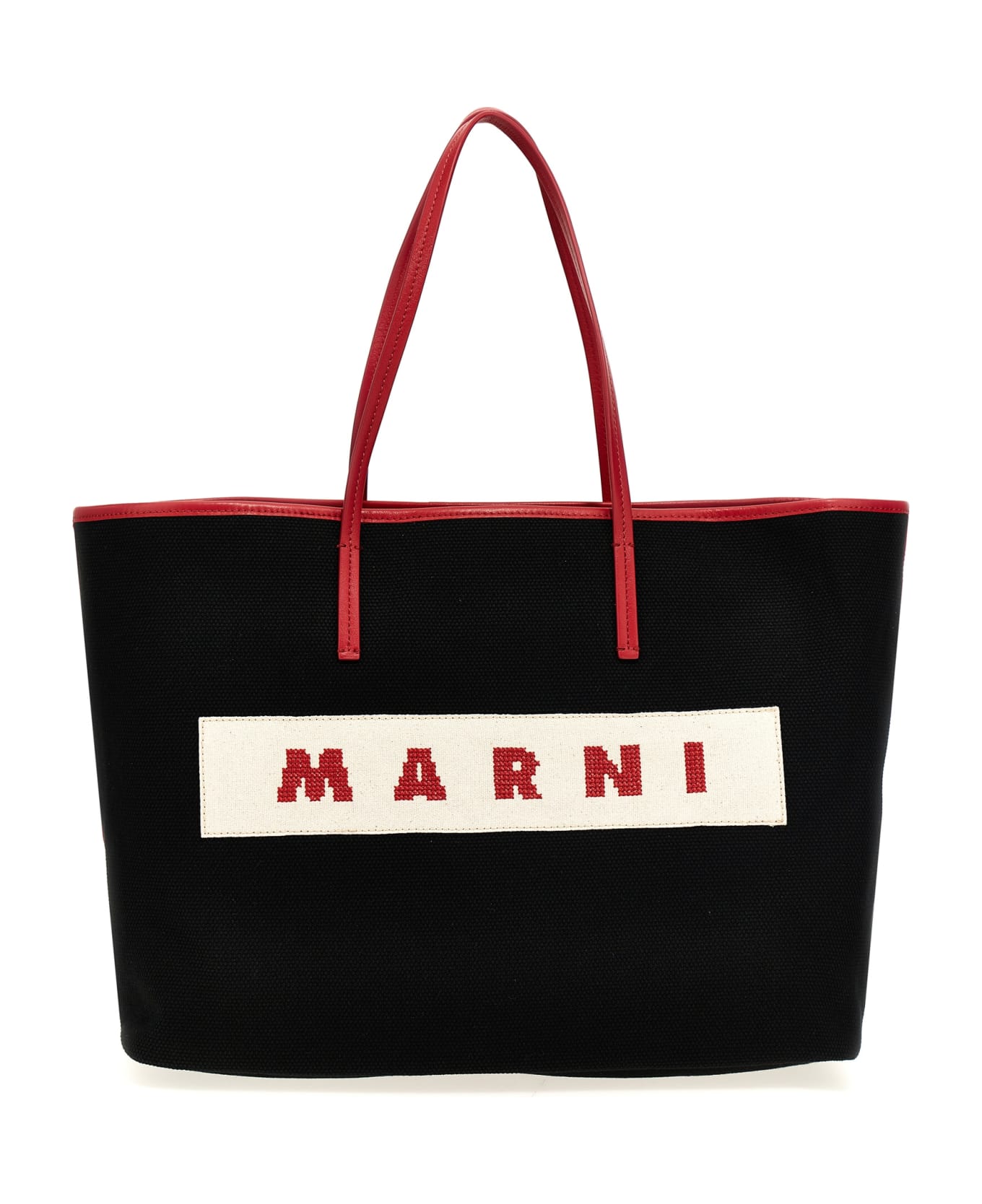 Marni Logo Canvas Shopping Bag - Nero トートバッグ