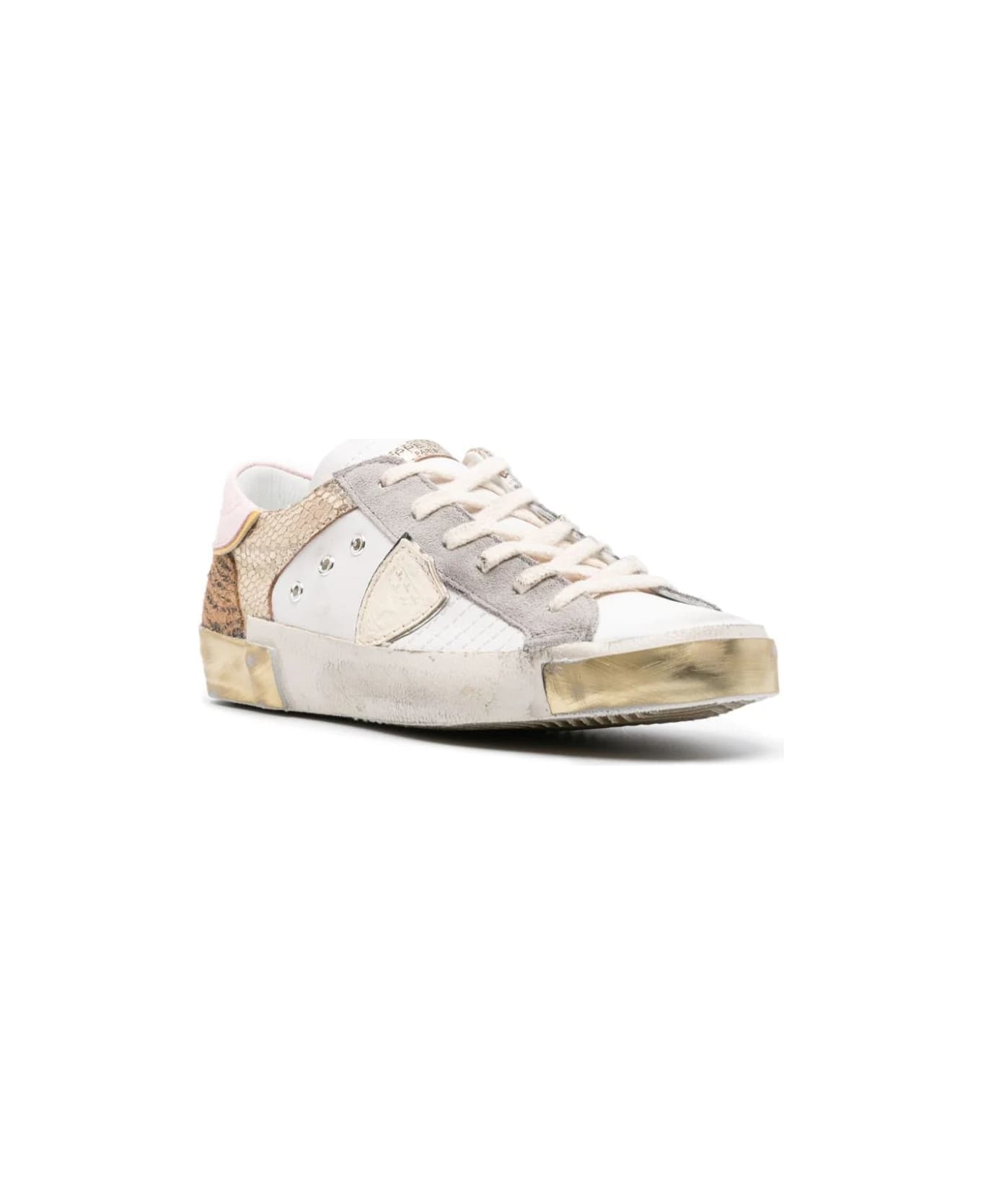 Philippe Model Prsx Low Sneakers - White, Animalier And Gold スニーカー