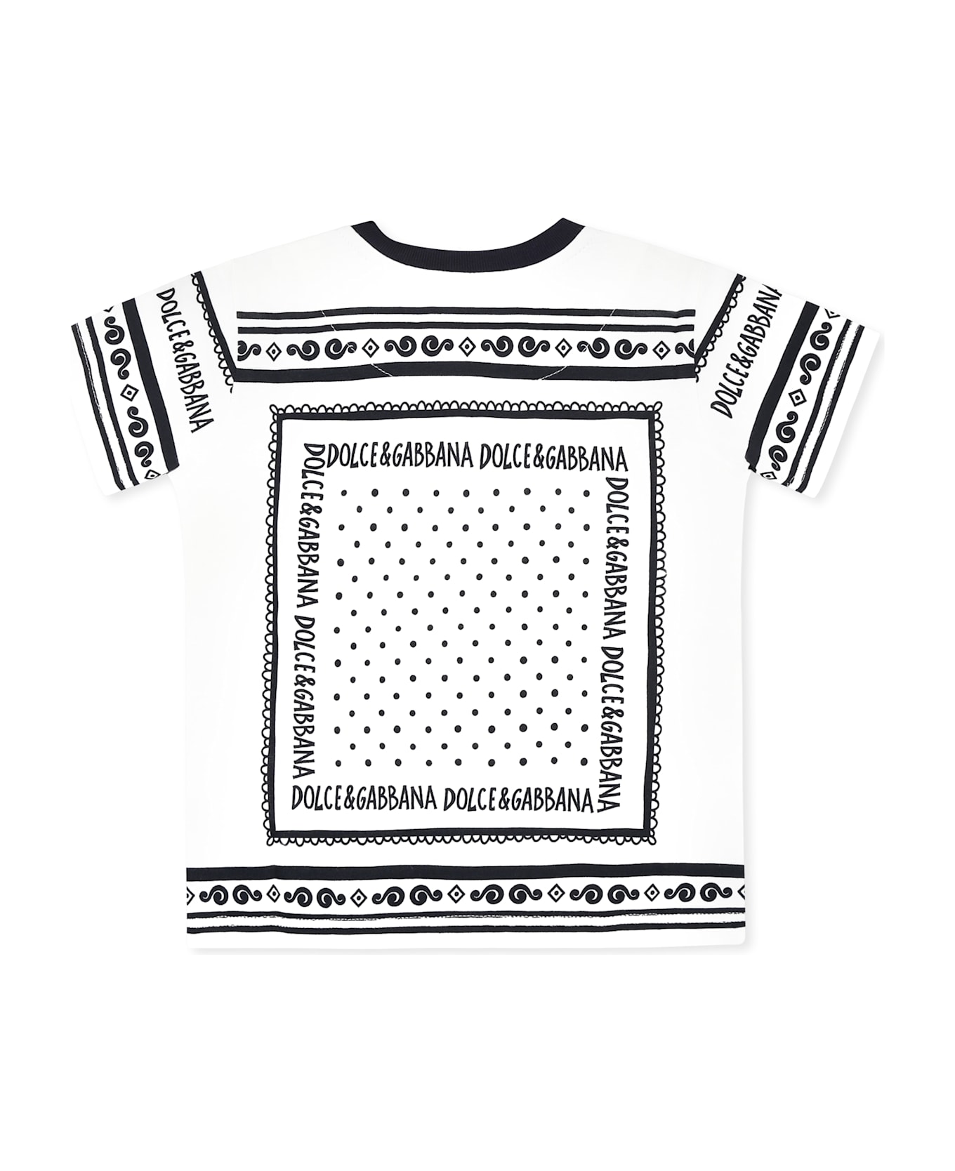 Dolce 
Gabbana White T-shirt For Bbay Boy With Bandana Print - White