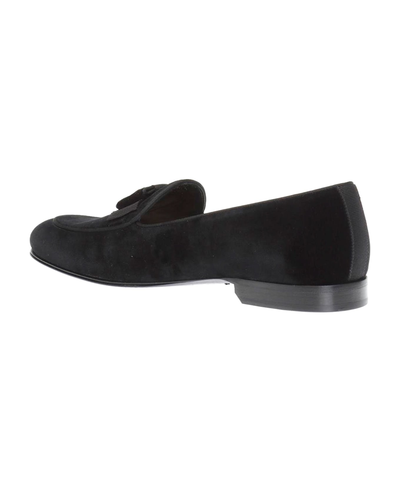 Dolce & Gabbana Gg Velvet Loafers - Black ローファー＆デッキシューズ