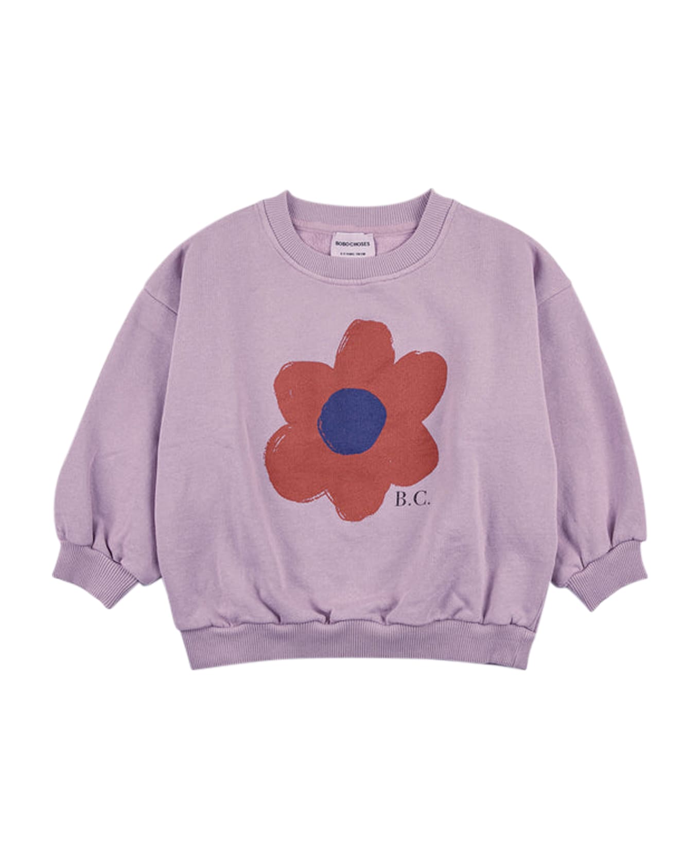 Bobo Choses Purple Sweatshirt For Girl With Flower And Logo - Pink