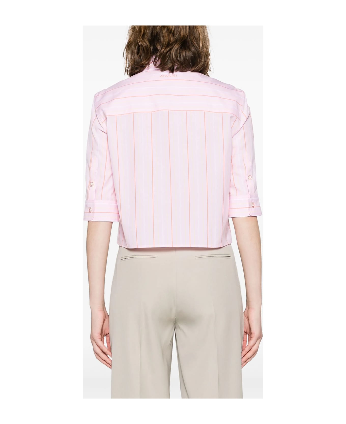 Marni Vertical Stripe-print Cotton Shirt - Pink