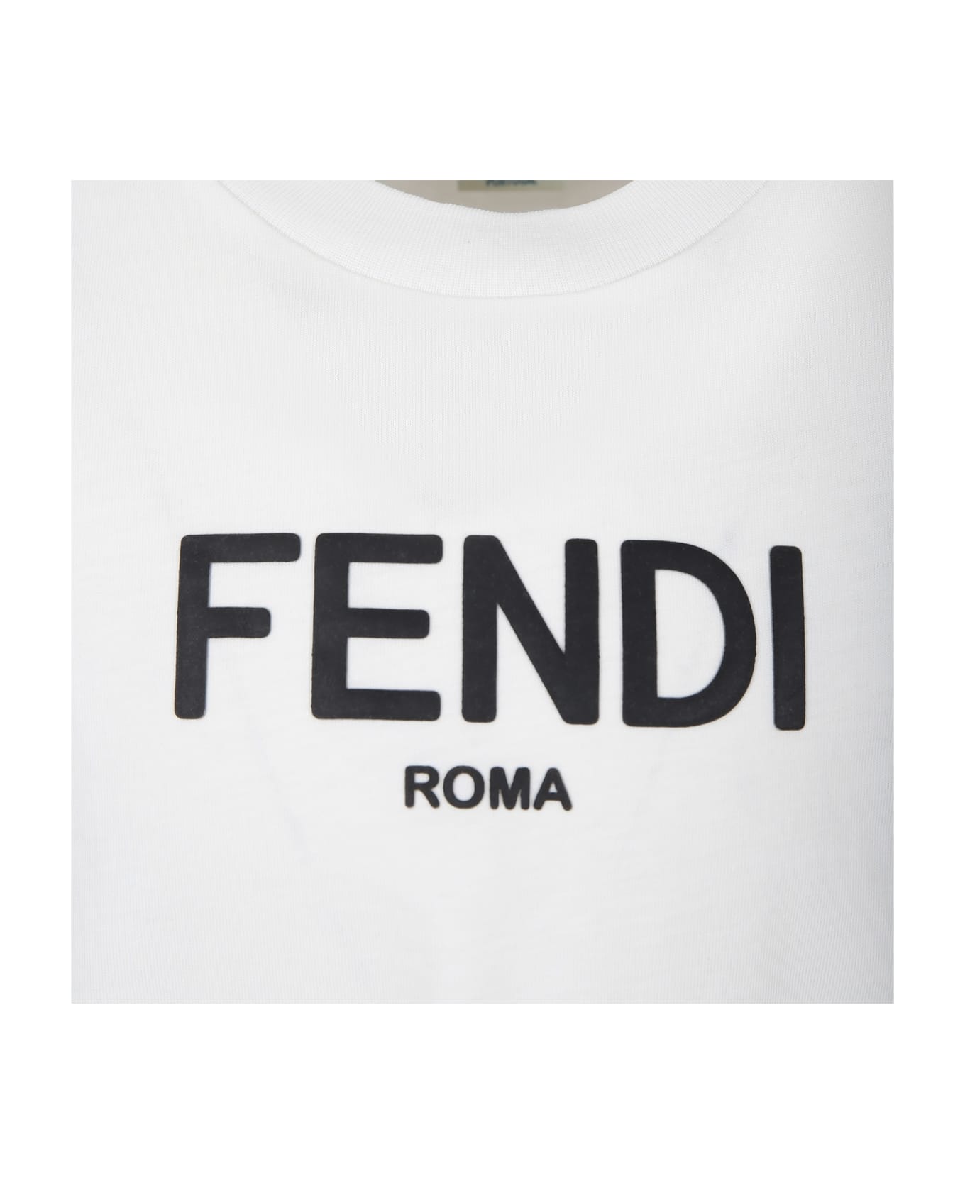 Fendi White T-shirt For Kids With Logo - White
