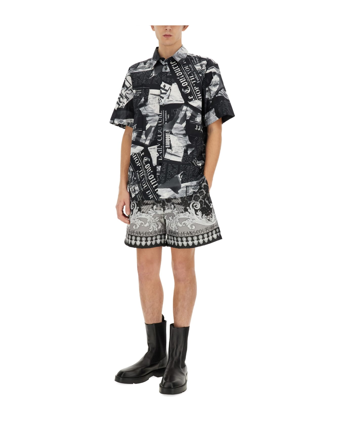 Versace Jeans Couture Bermuda Shorts With Print - BLACK