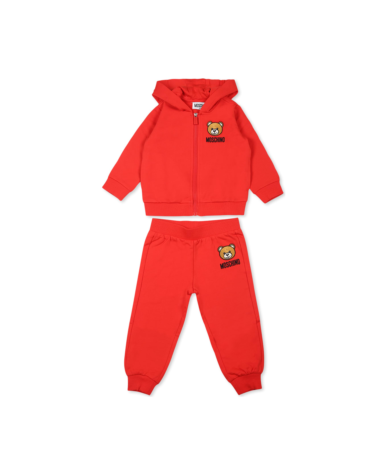 Moschino Red Suit For Babykids With Teddy Bear - Red