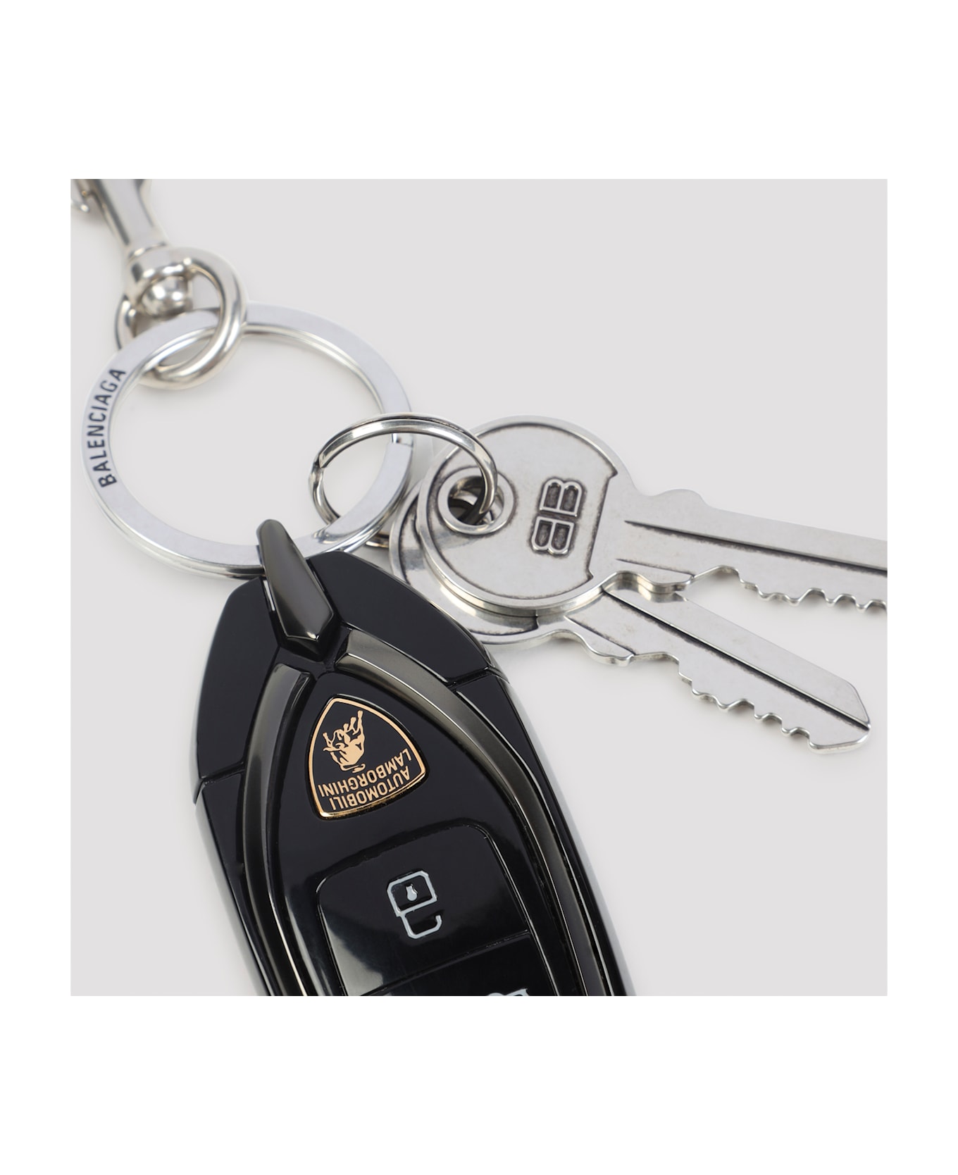 Balenciaga Lambo Key Ring - Silver Black