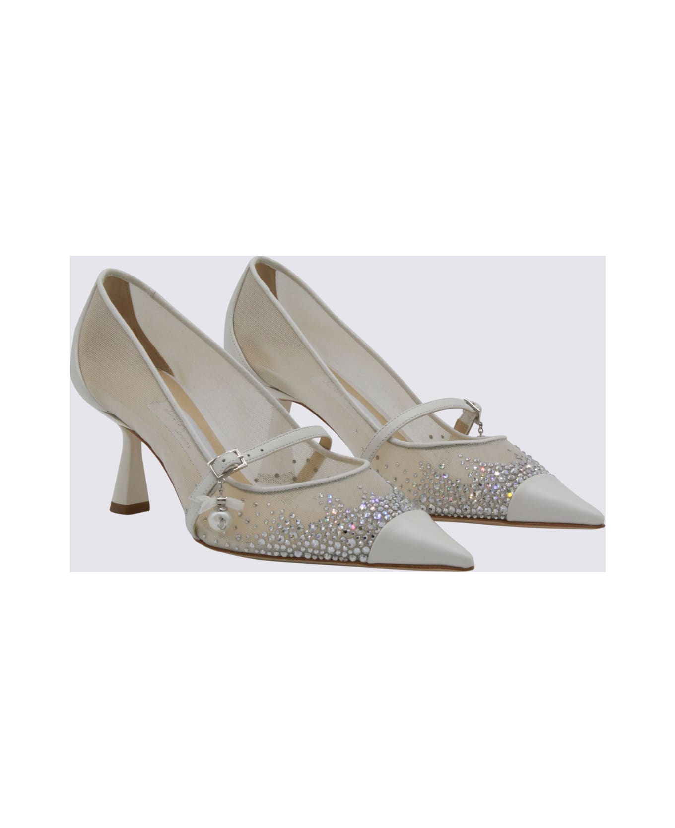 Jimmy Choo White Aren Pumps - WHITE/CRYSTAL