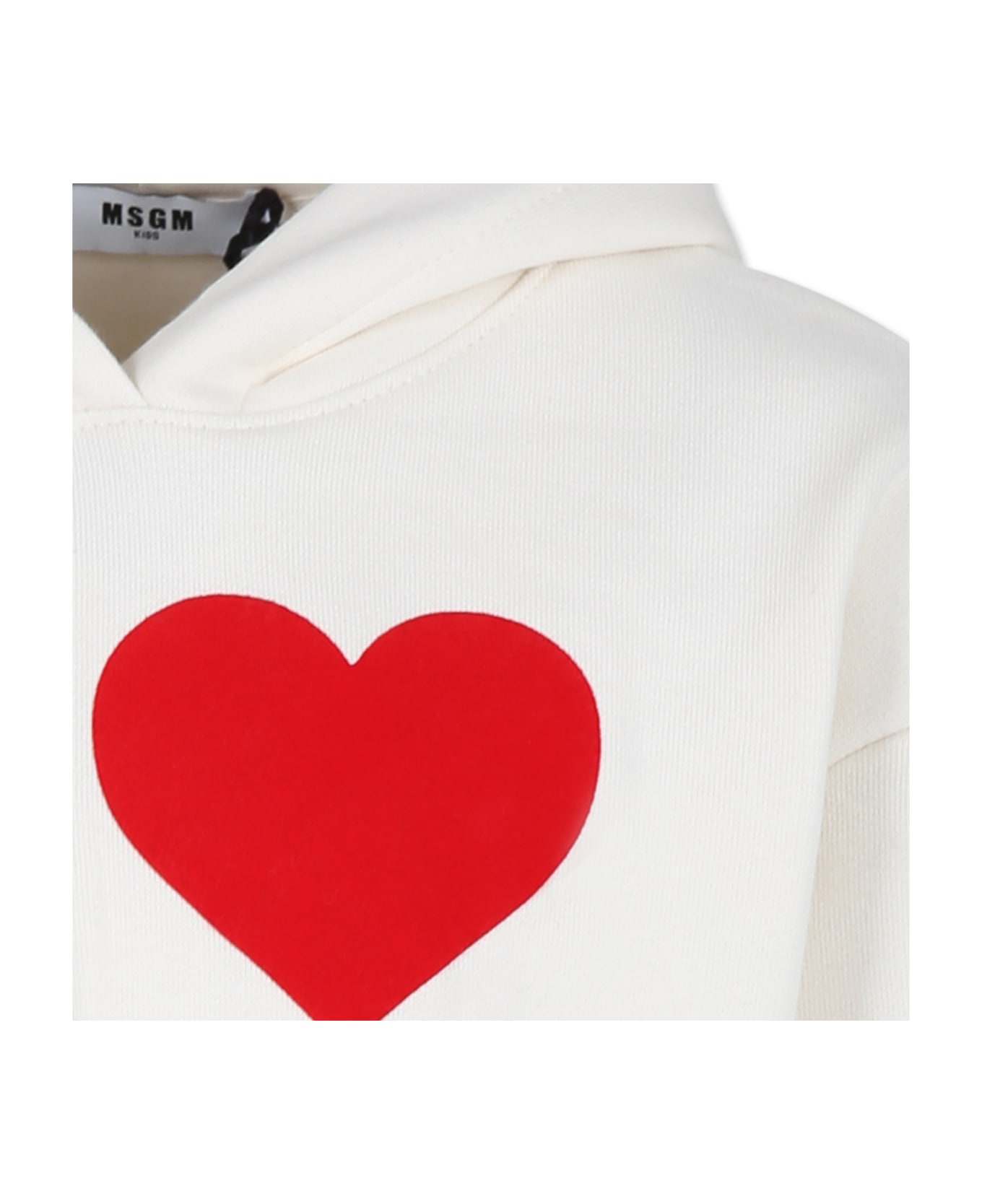 MSGM Ivory Dress For Girl With Logo - Ivory