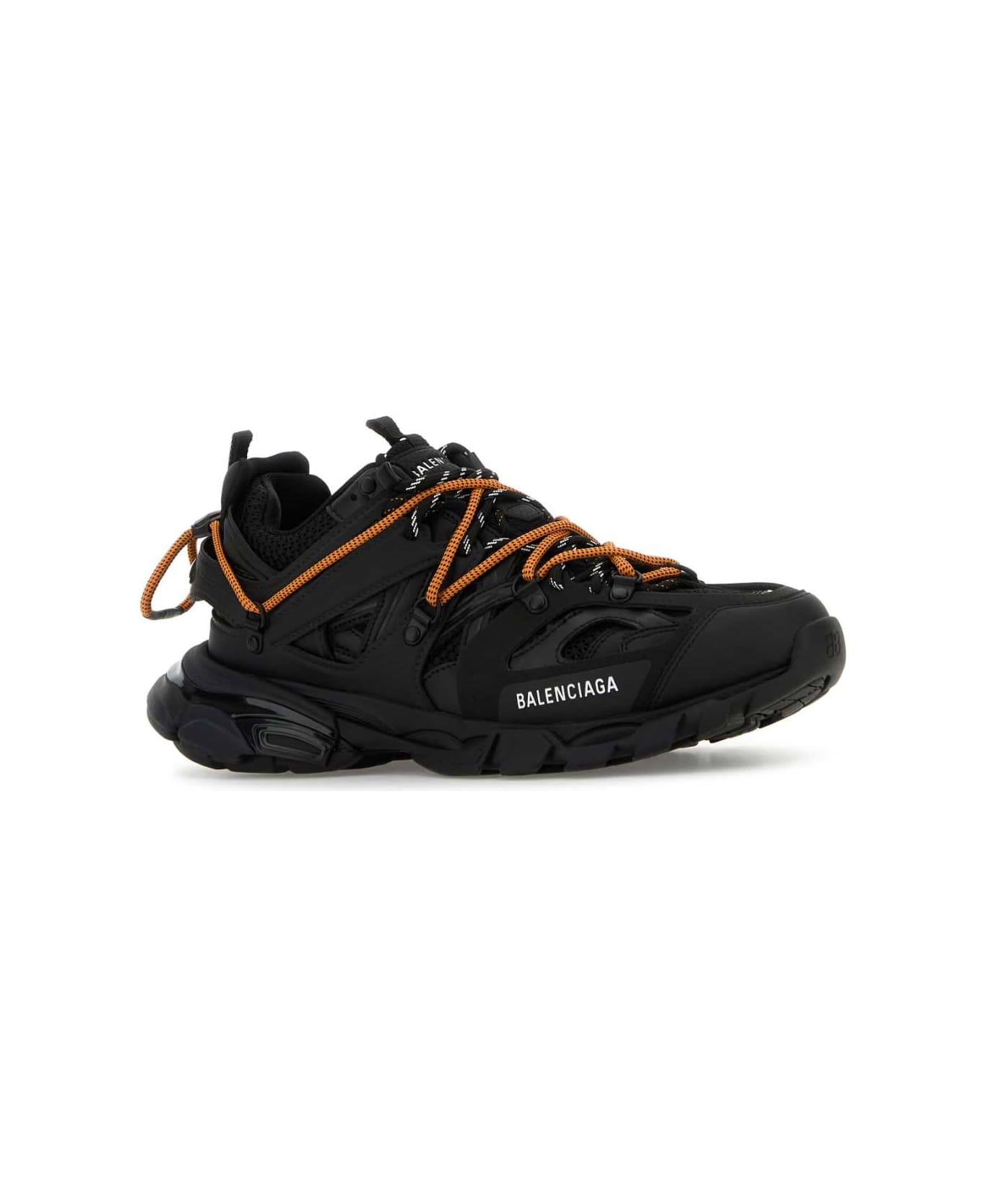 Balenciaga Black Mesh And Rubber Track Trail Sneakers - BLACK / ORANGE