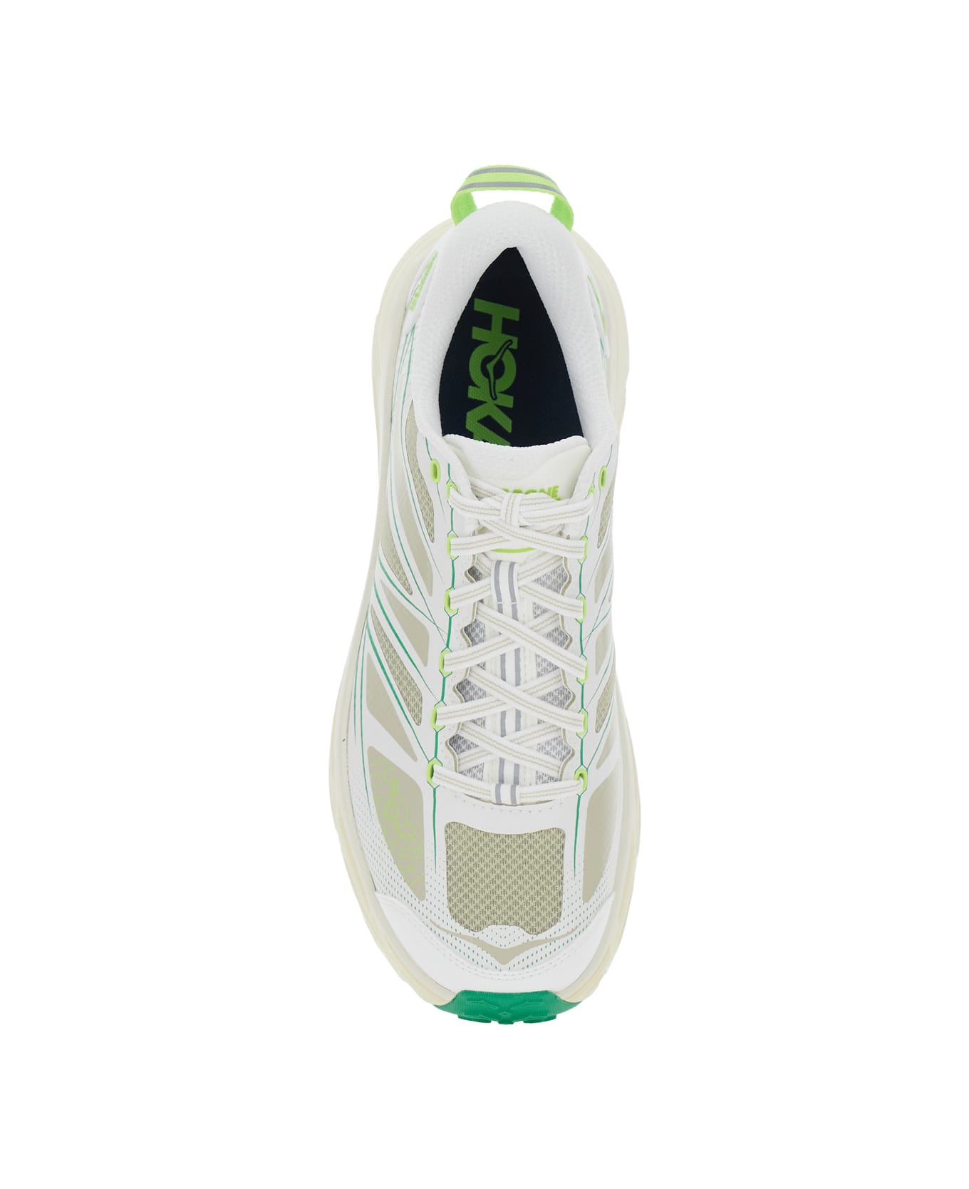 Hoka 'mafate Speed 2' White Low Top Sneakers With Logo Patch On The Tongue And Contrasting Pull-tab At The Heel In Tech Fabric Unisex - White