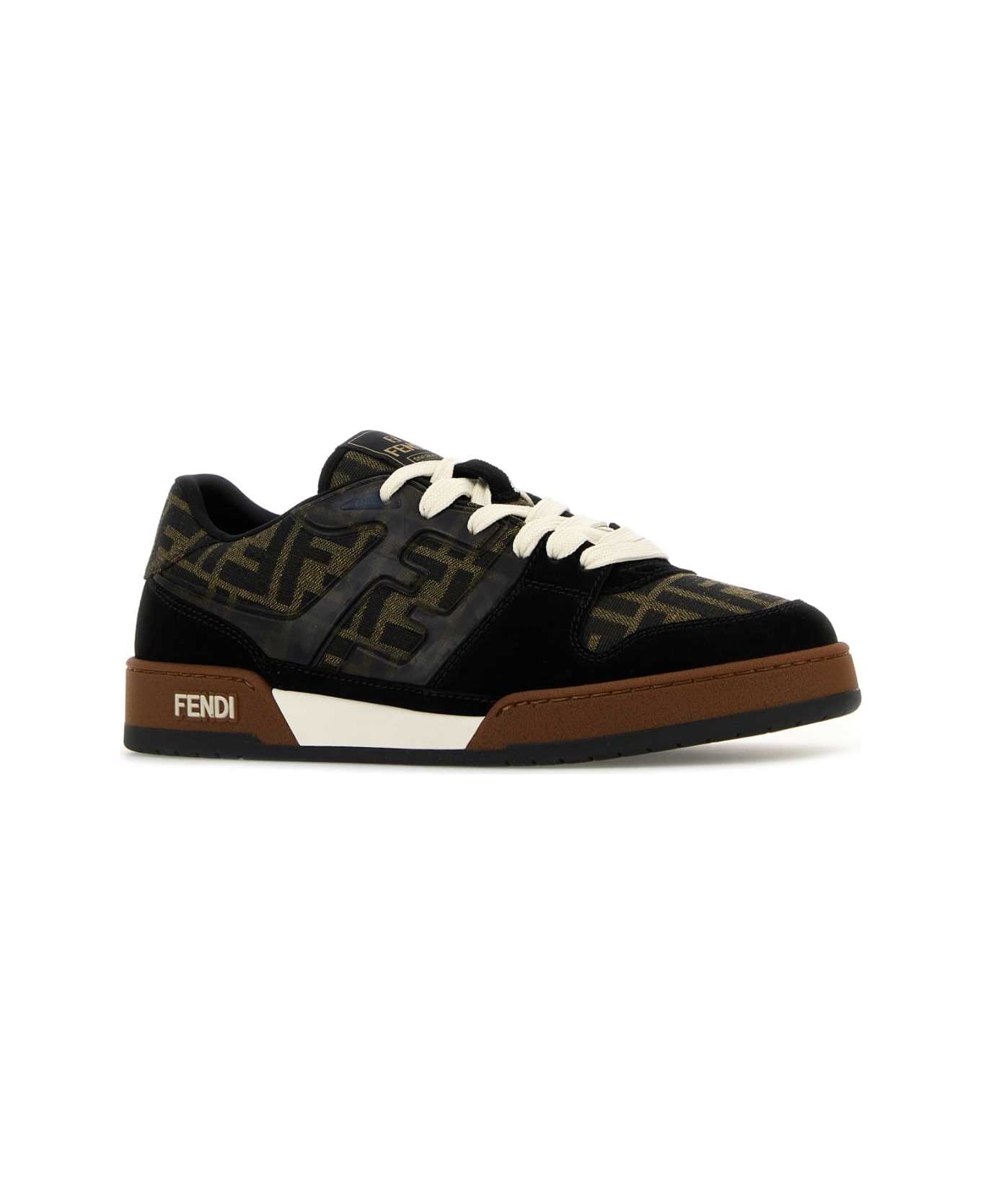 Fendi Embroidered Canvas, Leather And Rubber Match Sneakers - NEROTABACCNEROICE