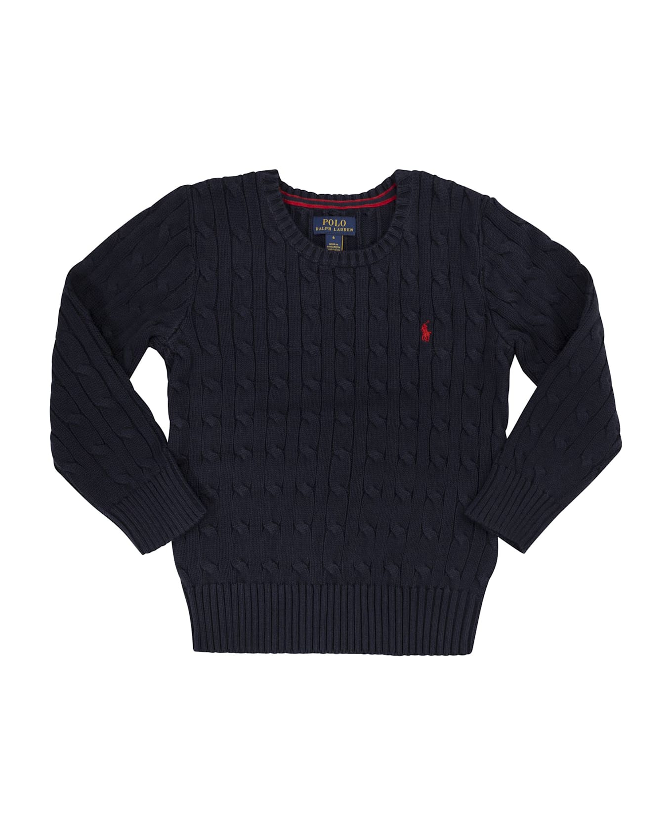 Polo Ralph Lauren Cable-knit Cotton Sweater With Logo - Navy