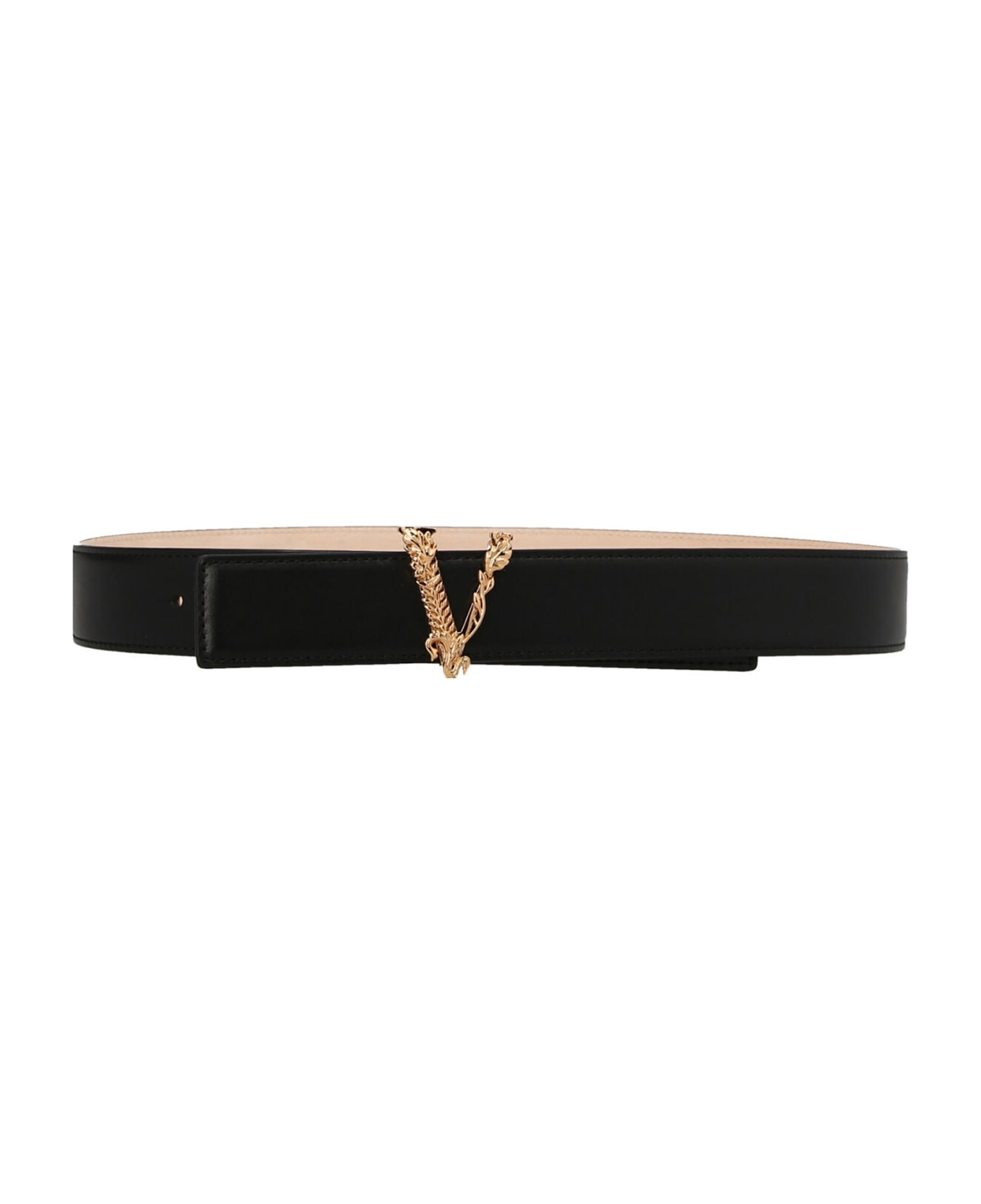 Versace Logo Leather Belt - Black  