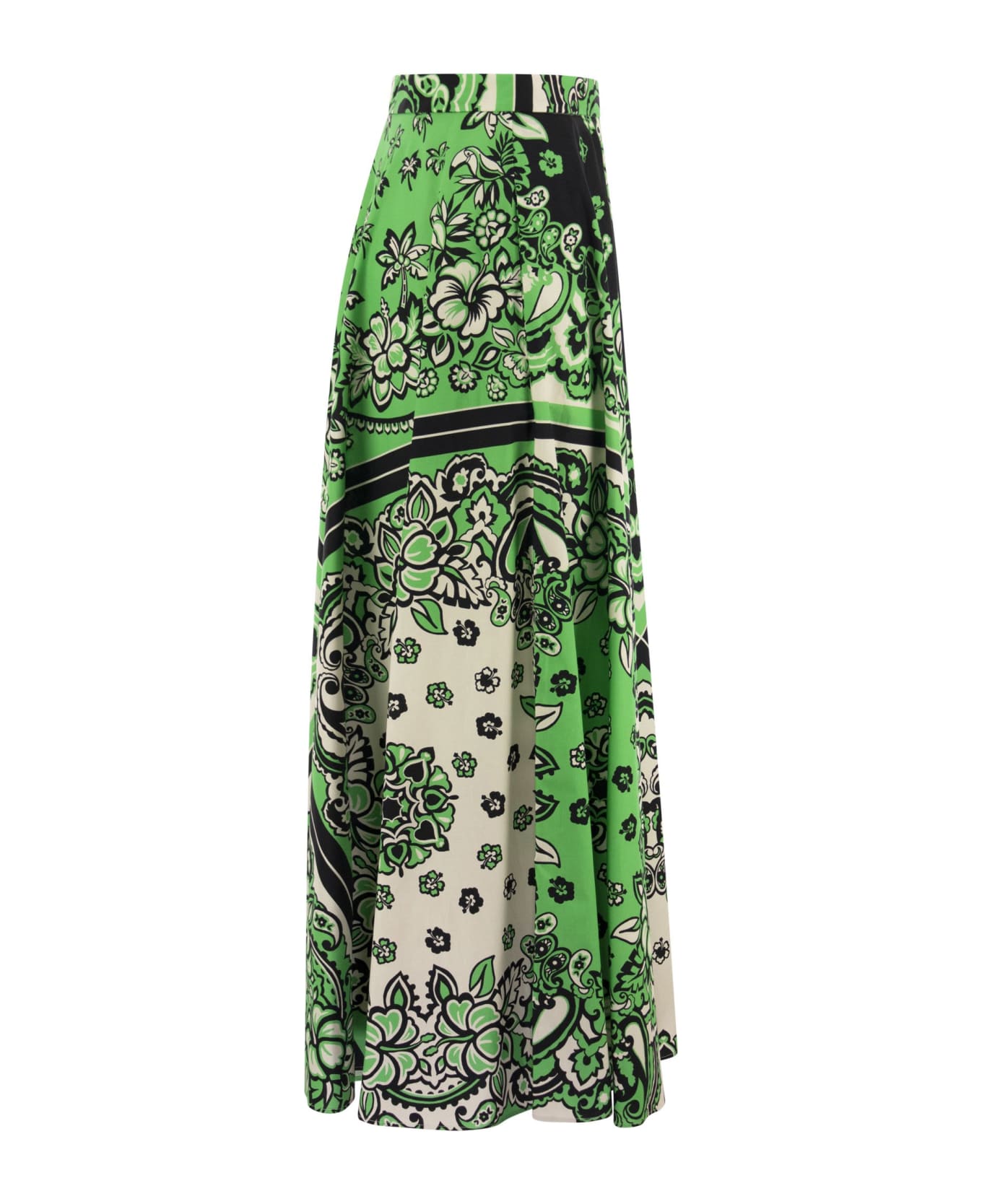RED Valentino Green Bandana Print Cotton Long Skirt - Green スカート