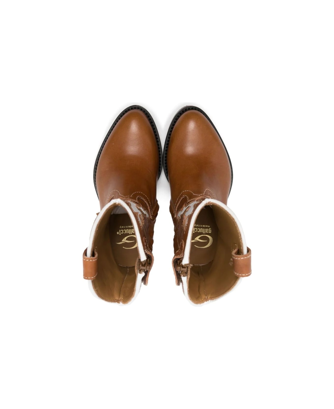Gallucci Western Boots With Embroidery - Brown