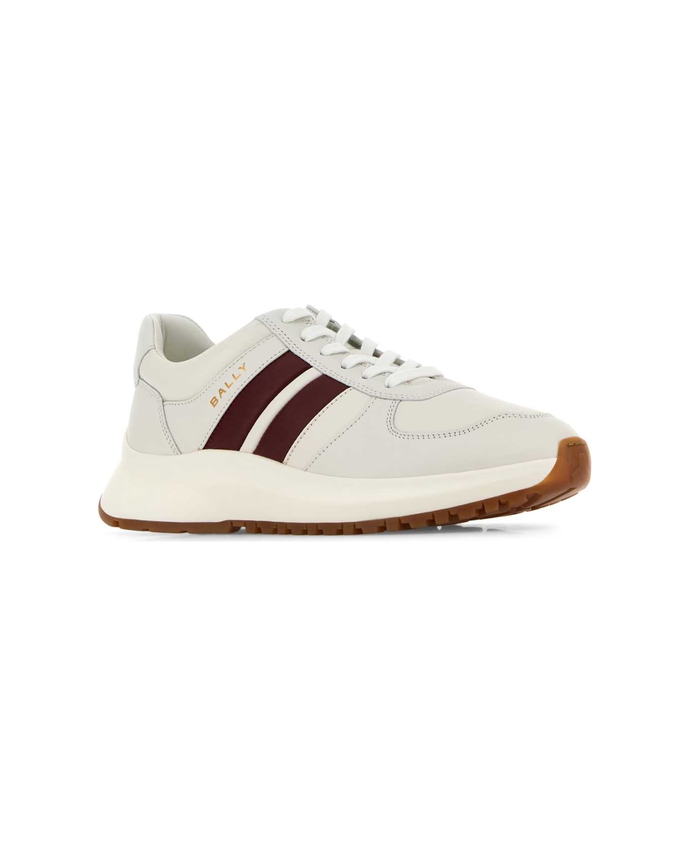 Bally White Leather Darsyl Sneakers - WHITEBREDWHITE
