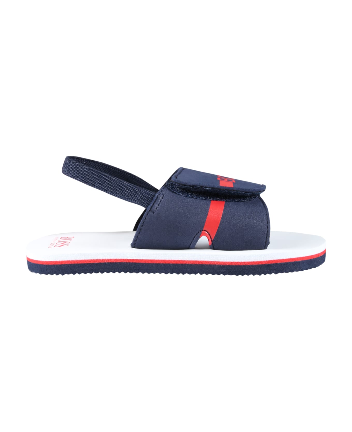 Hugo Boss Blue Sandals For Boy With Red Logo - Blue シューズ
