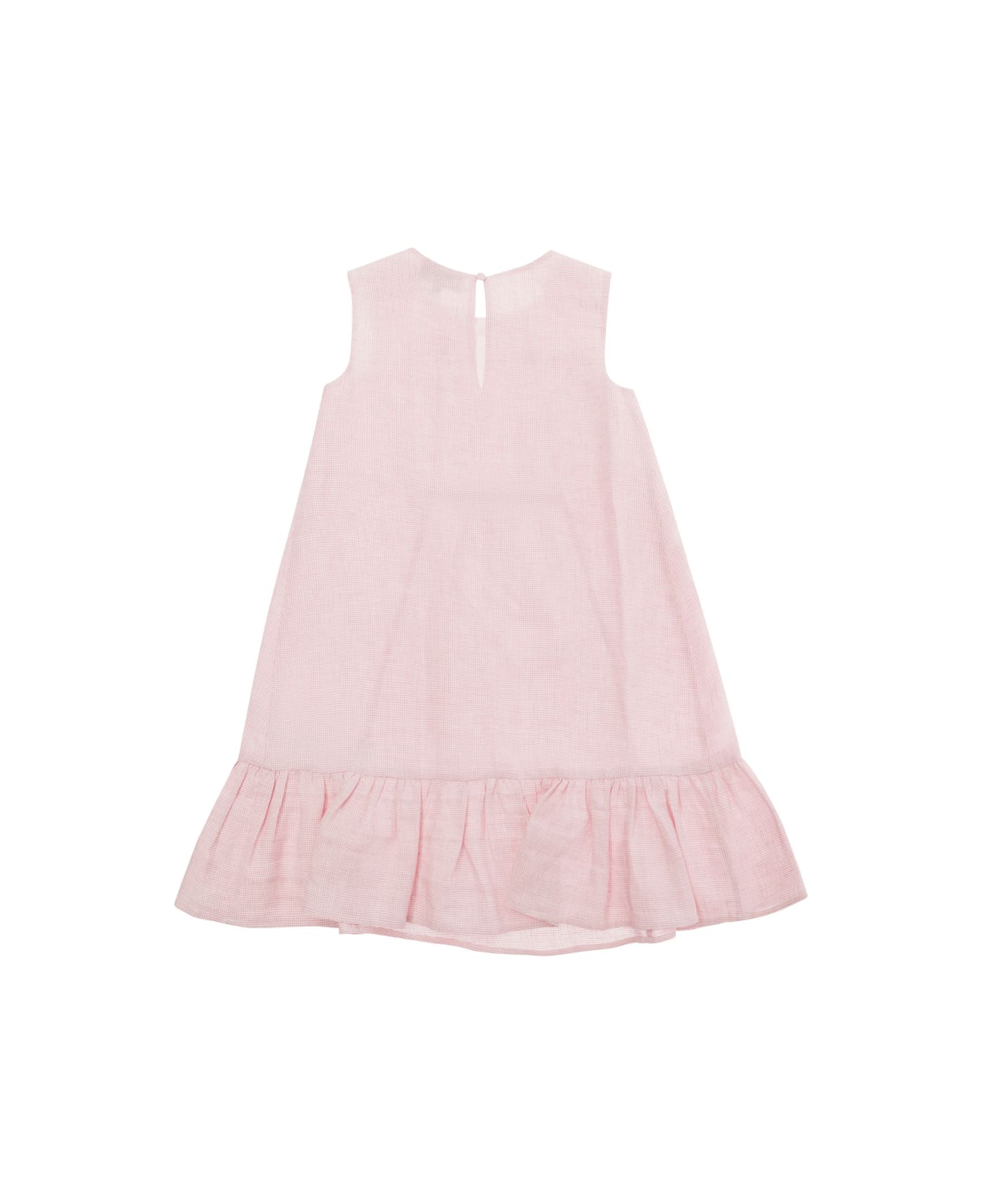 Emporio Armani Pink Dress With Volant Skirt In Linen Girl - Pink