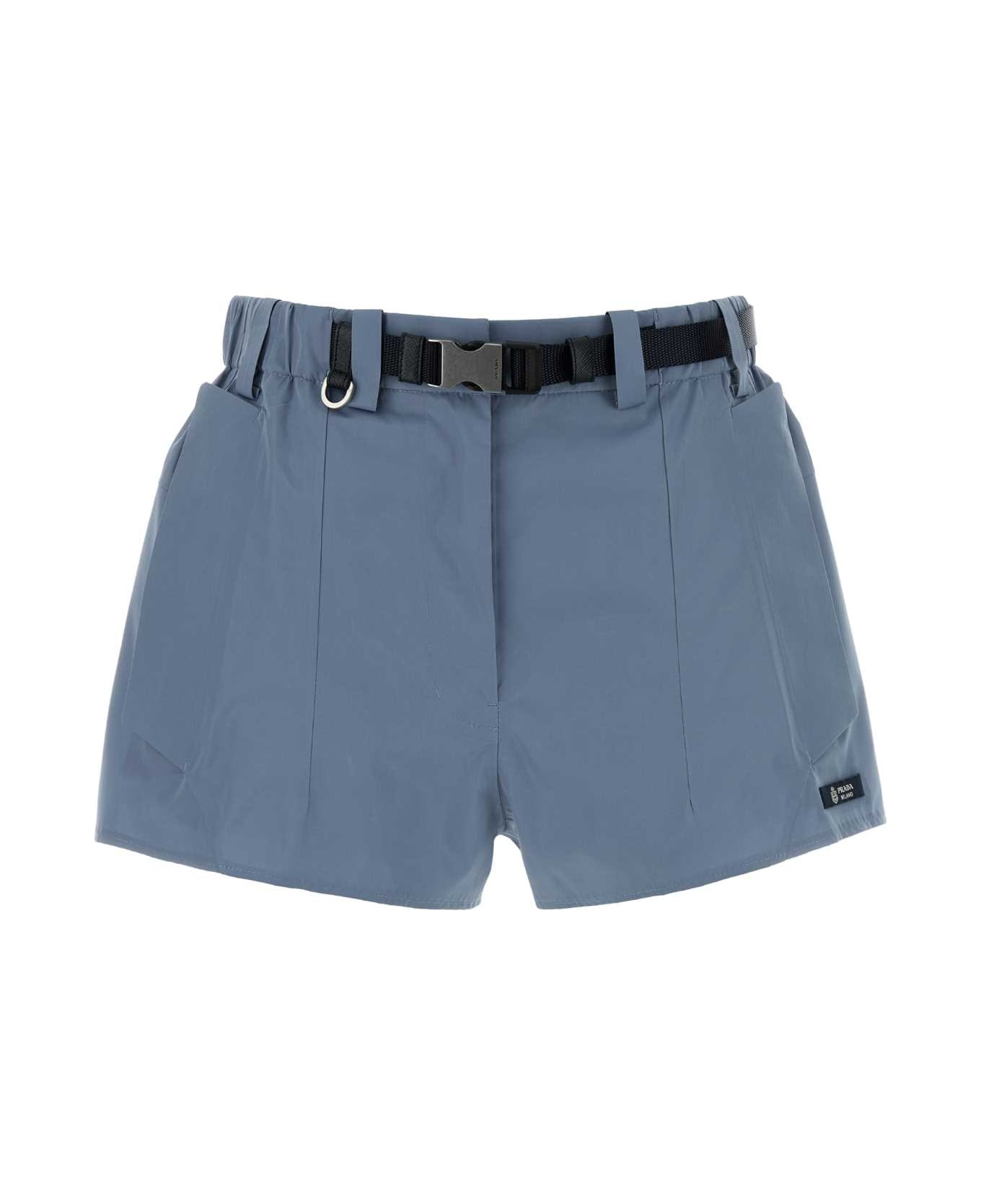Prada Cerulean Blue Canvas Shorts - ASTRALE