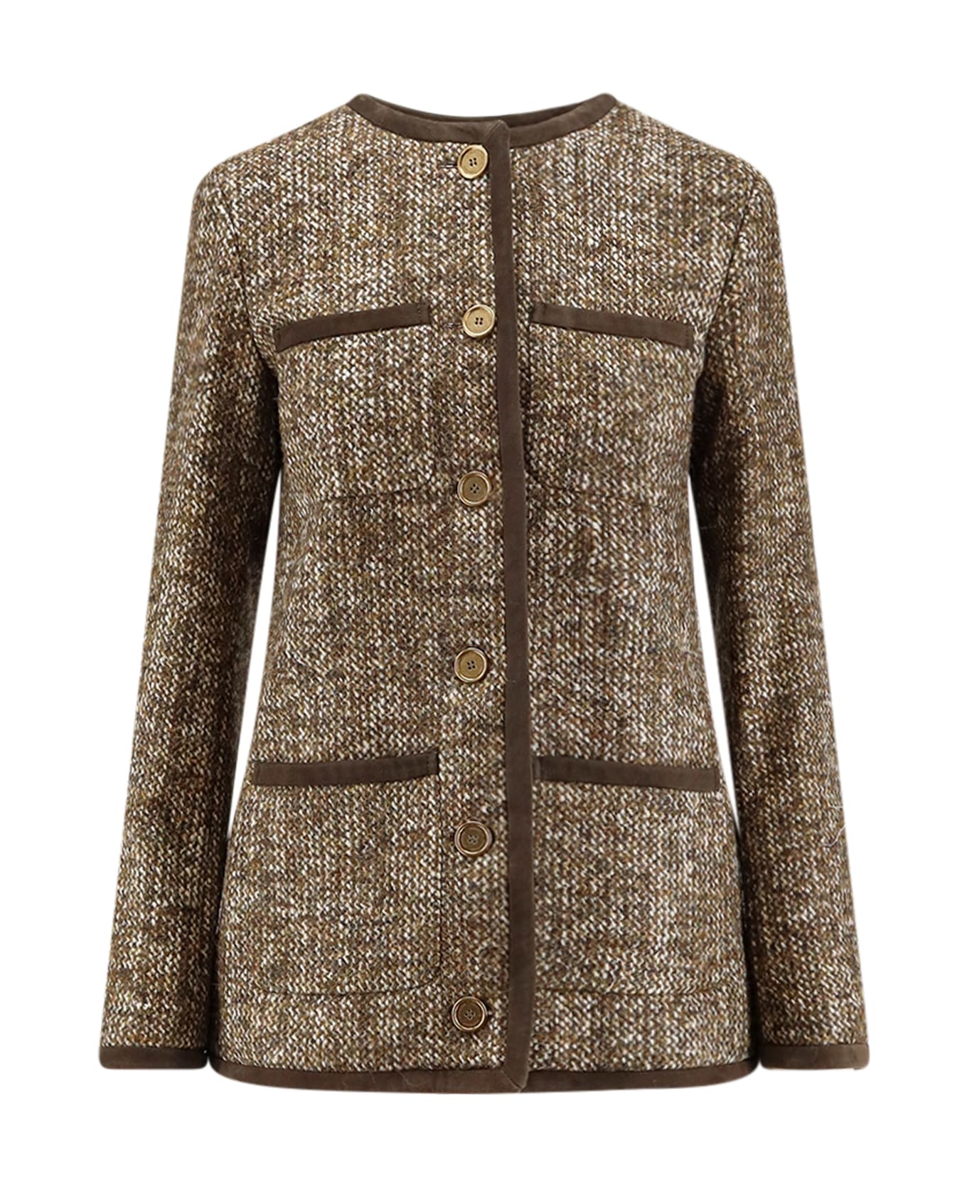 Golden Goose Boxy Fit Wool Blend Blazer - TURKISH COFFEE