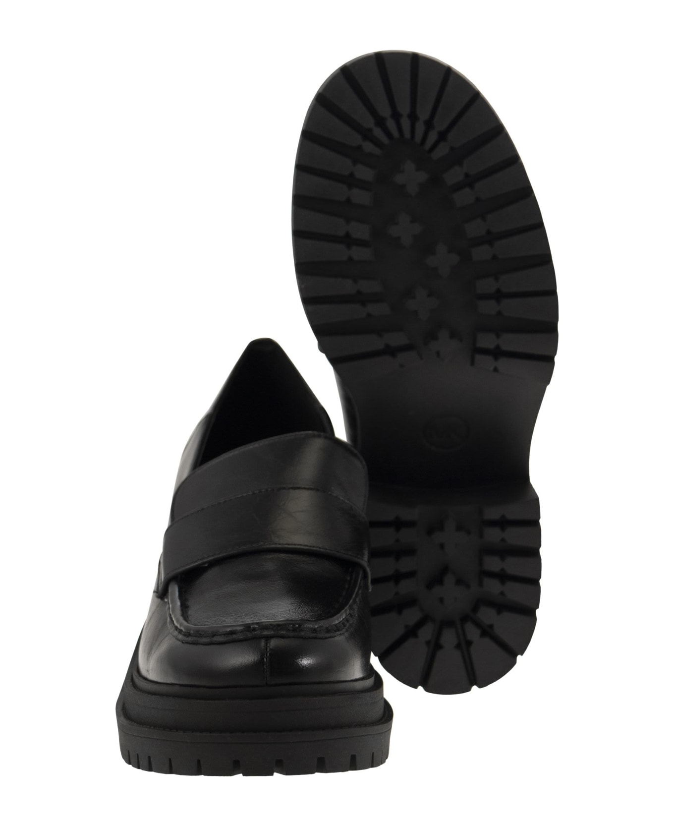 MICHAEL Michael Kors Rocco Leather Moccasin With Heel - Black ハイヒール