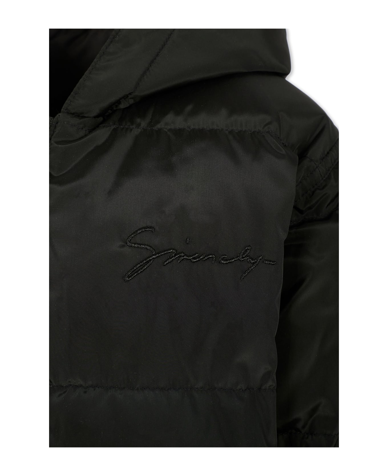 Givenchy Black Down Jacket For Kids With 4g Motif - Black