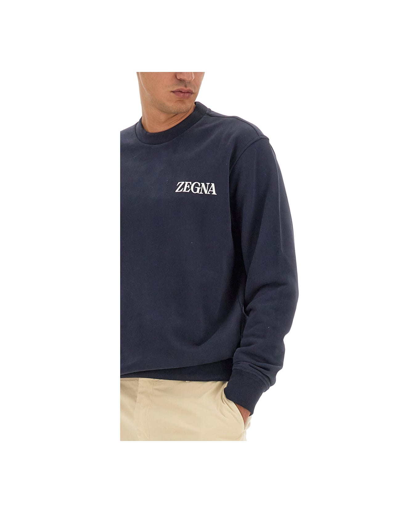 Zegna Sweatshirt With Logo - BLUE フリース
