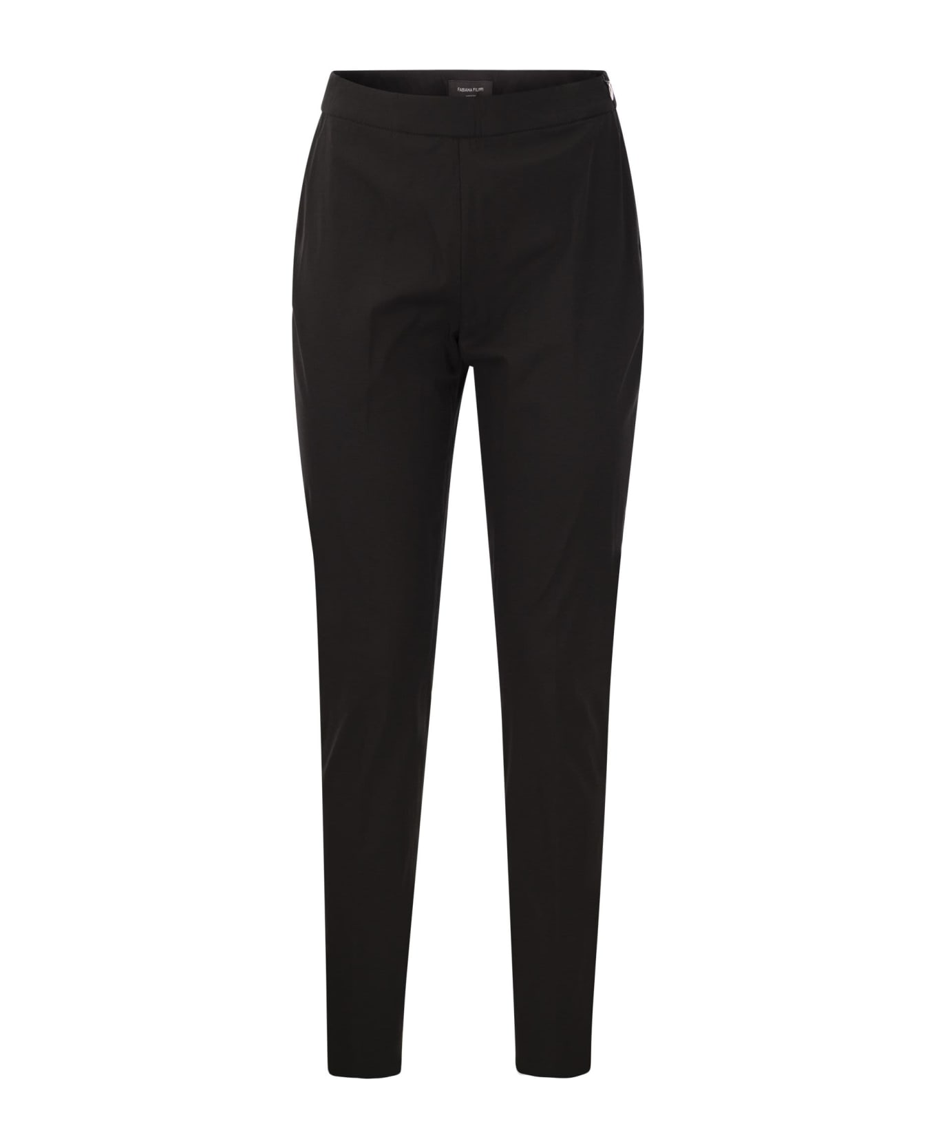 Fabiana Filippi Slim Trousers In Technical Cotton - Black ボトムス