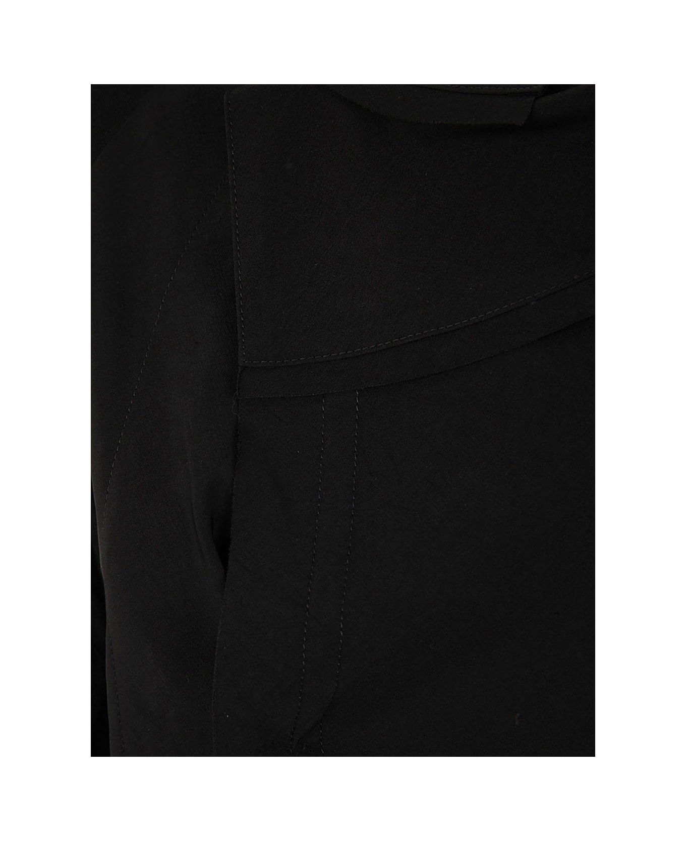 Y's U Roll Collar Combi B Shirt - Black