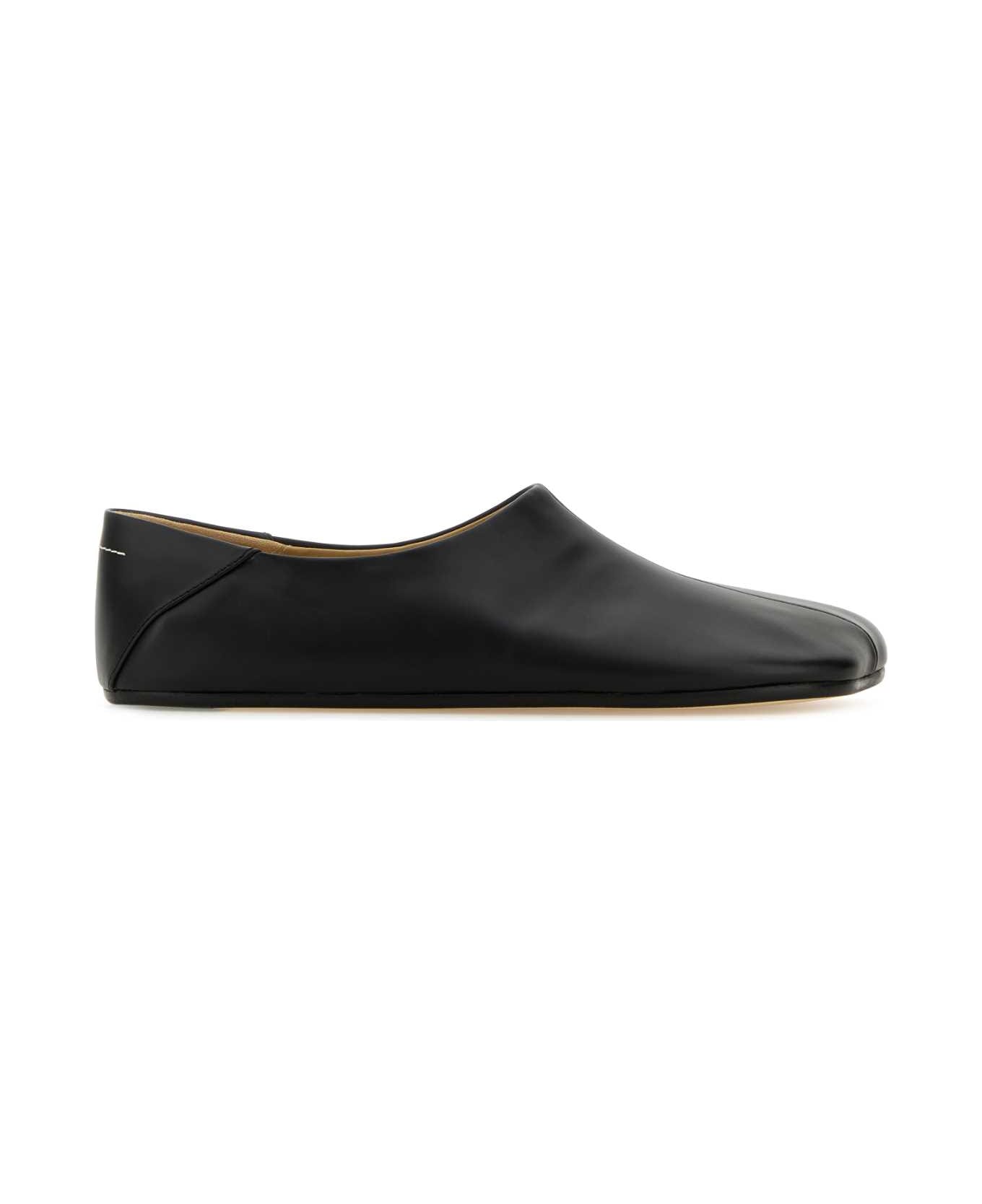 MM6 Maison Margiela Black Leather Loafers - BLACK