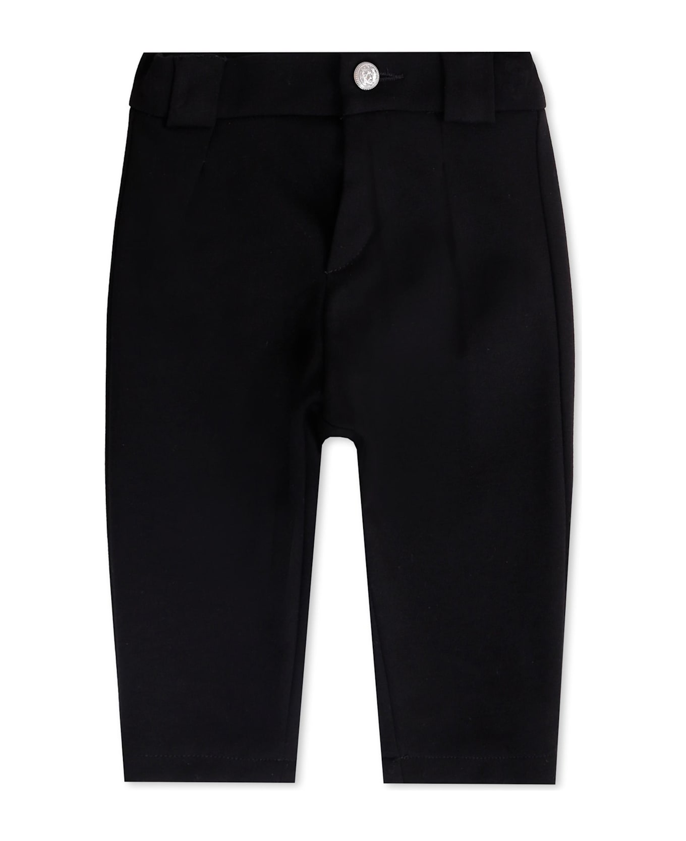 Balmain Black Trousers For Baby Boy With Logo - Black