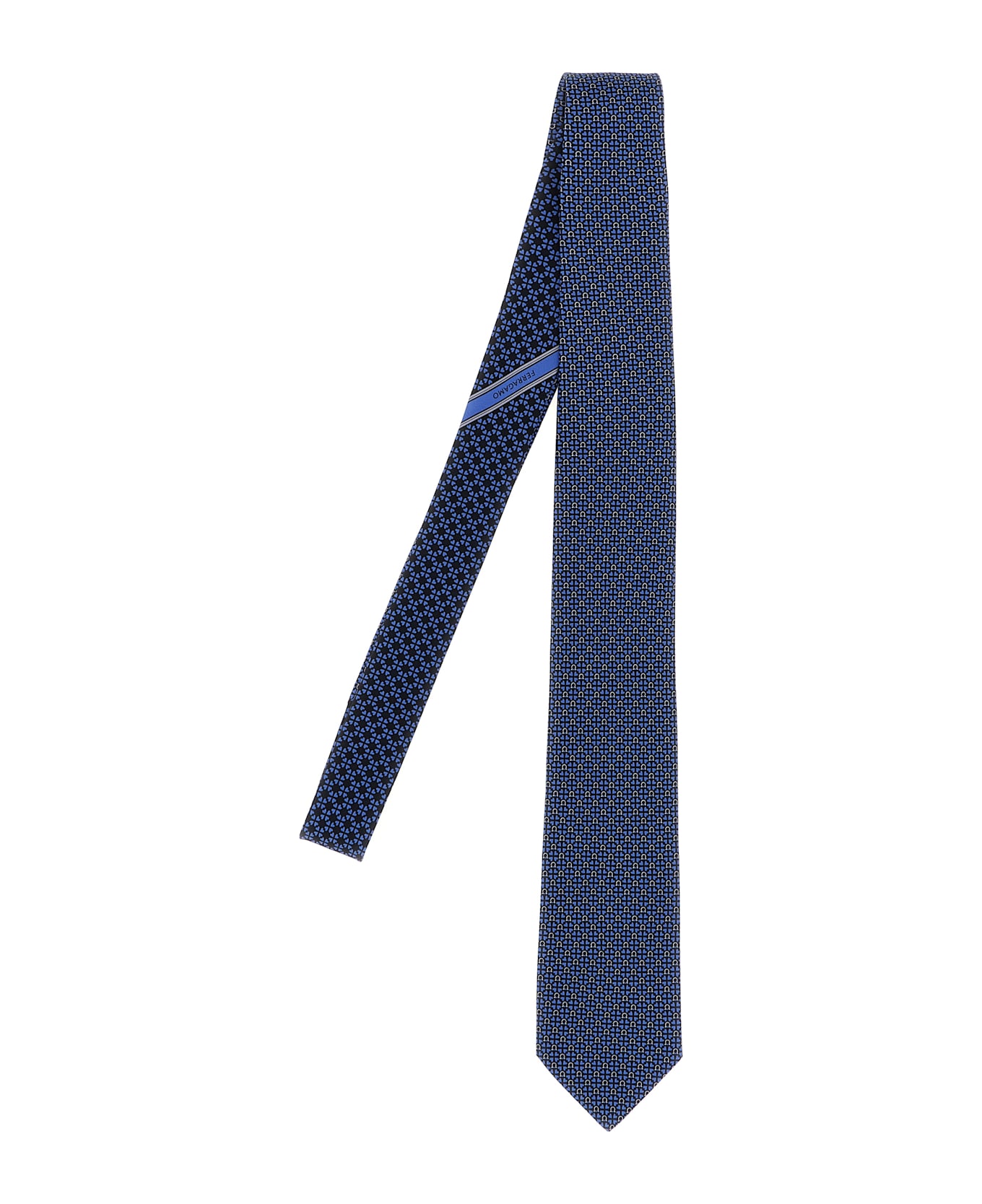 Ferragamo 
gancini + Cuori
 Print Tie - Blue