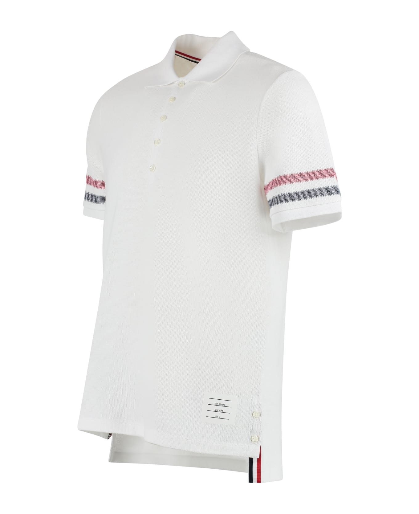 Thom Browne Short Sleeve Cotton Polo Shirt - White