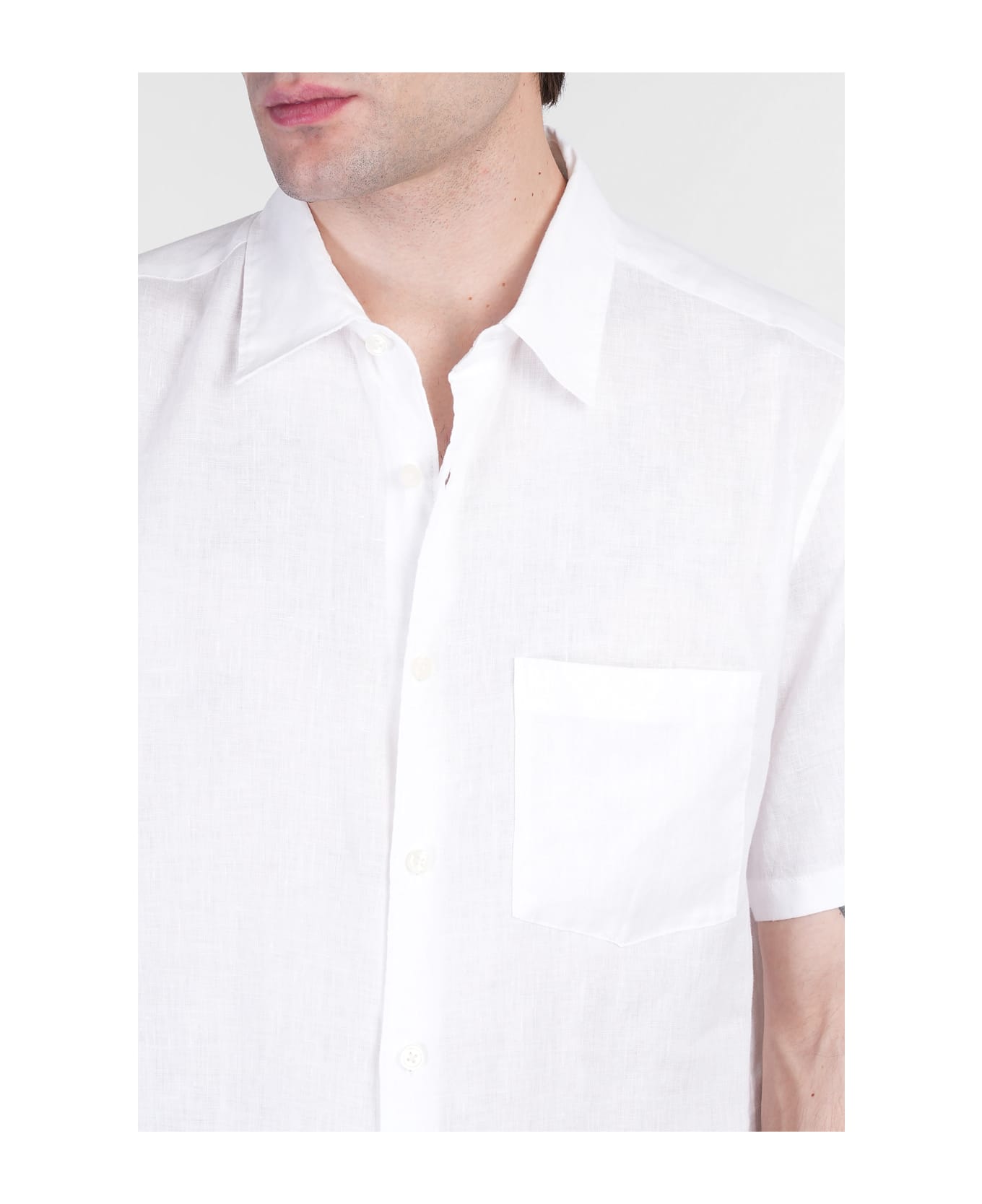 Theory Shirt In White Linen - white