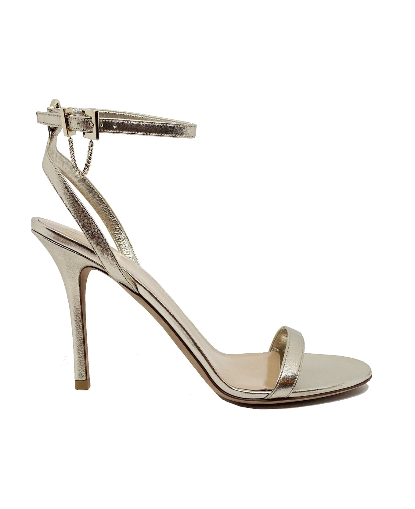 Valentino Garavani Leather Heel Sandals - Gold