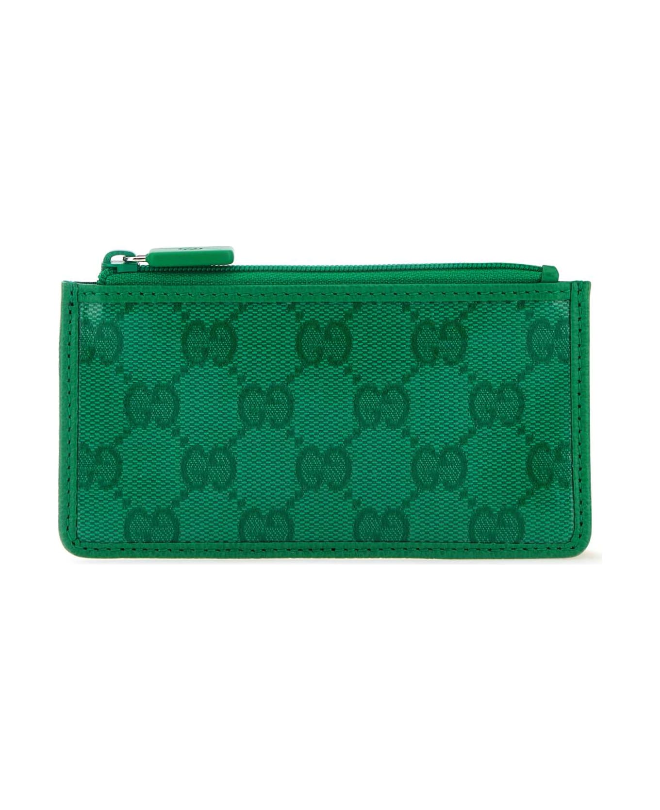 Gucci Grass Green Gg Crystal Fabric Card Holder - GREEN