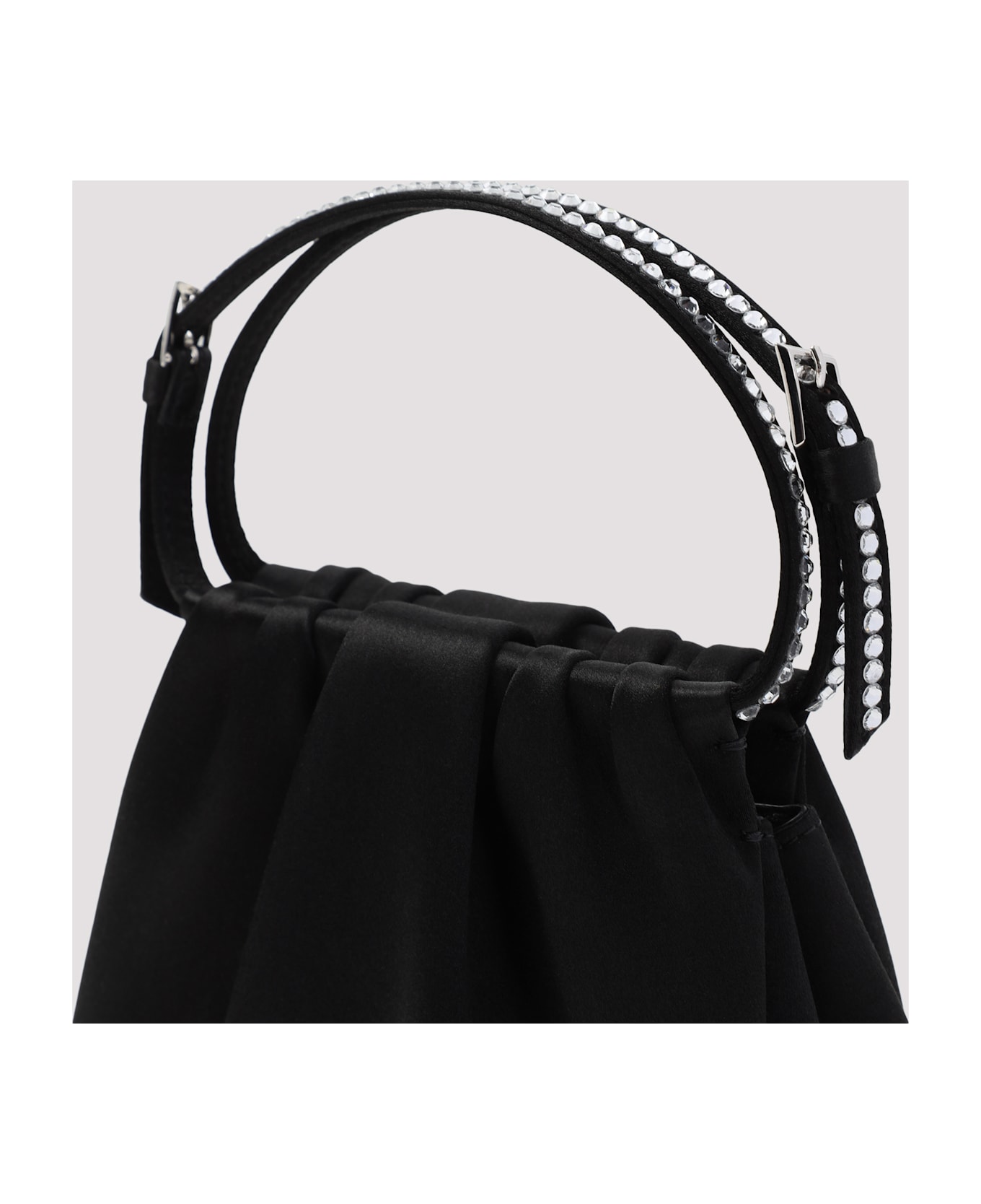 Amina Muaddi Vittoria Crystal Handbag - Black White