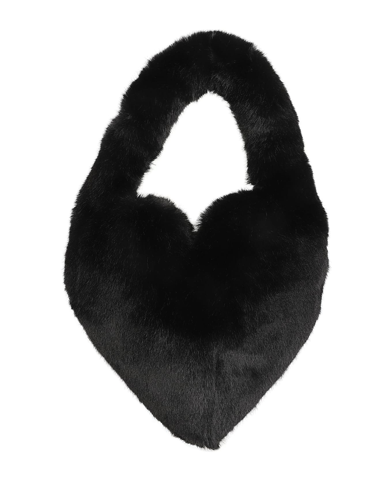 Blumarine Heart Shape Fur Coated Shoulder Bag - Black ショルダーバッグ