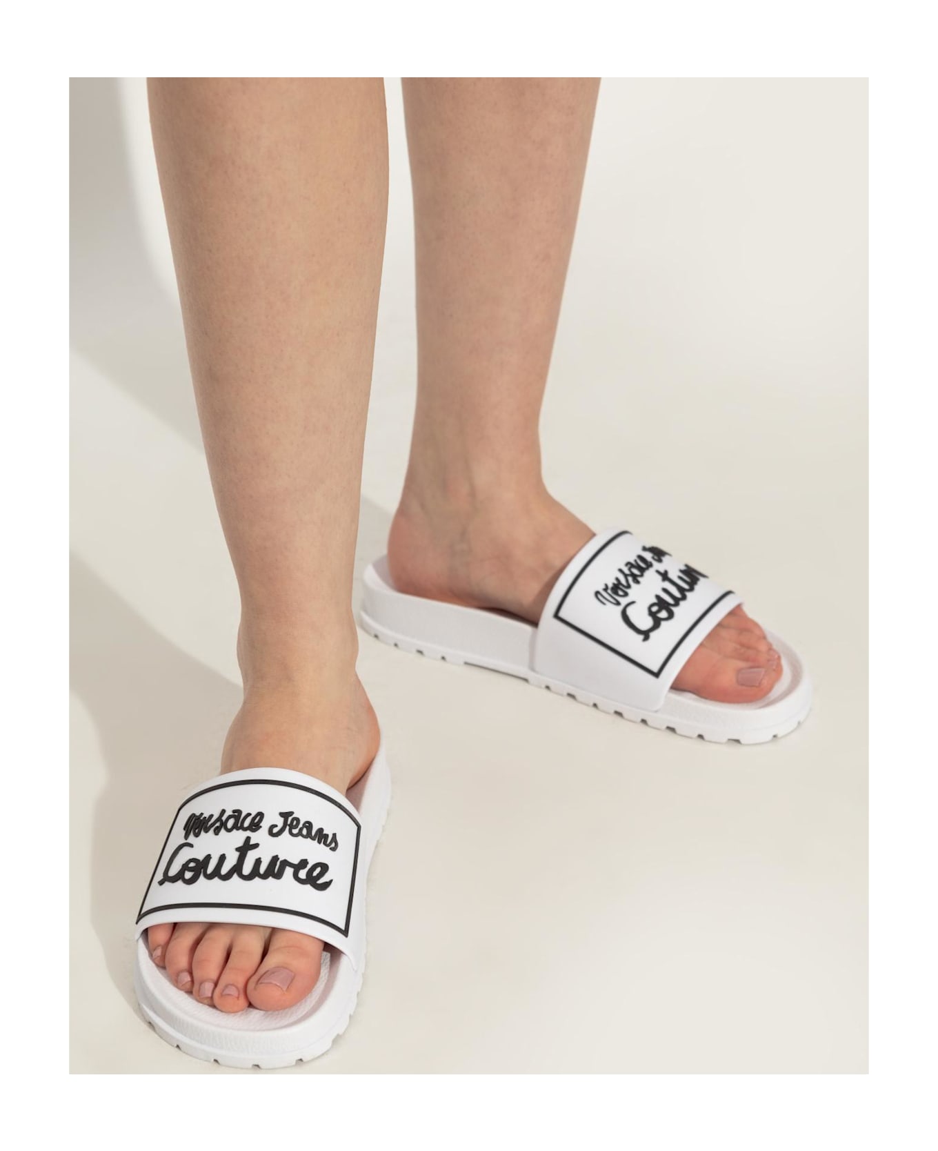 Versace Jeans Couture Pool Slides - White