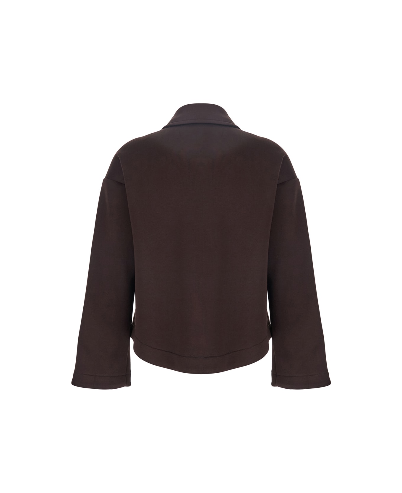 Merci Brown Coat With Classic Collar And Dropped Shoulders In Fabric Woman - Brown