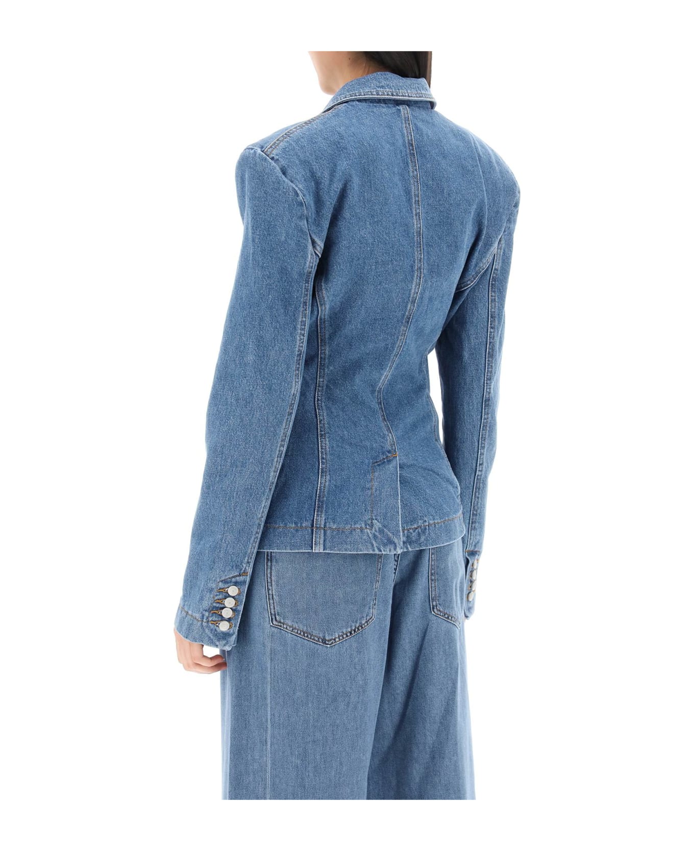 Magda Butrym Single-breasted Jacket In Denim - BLUE (Blue)
