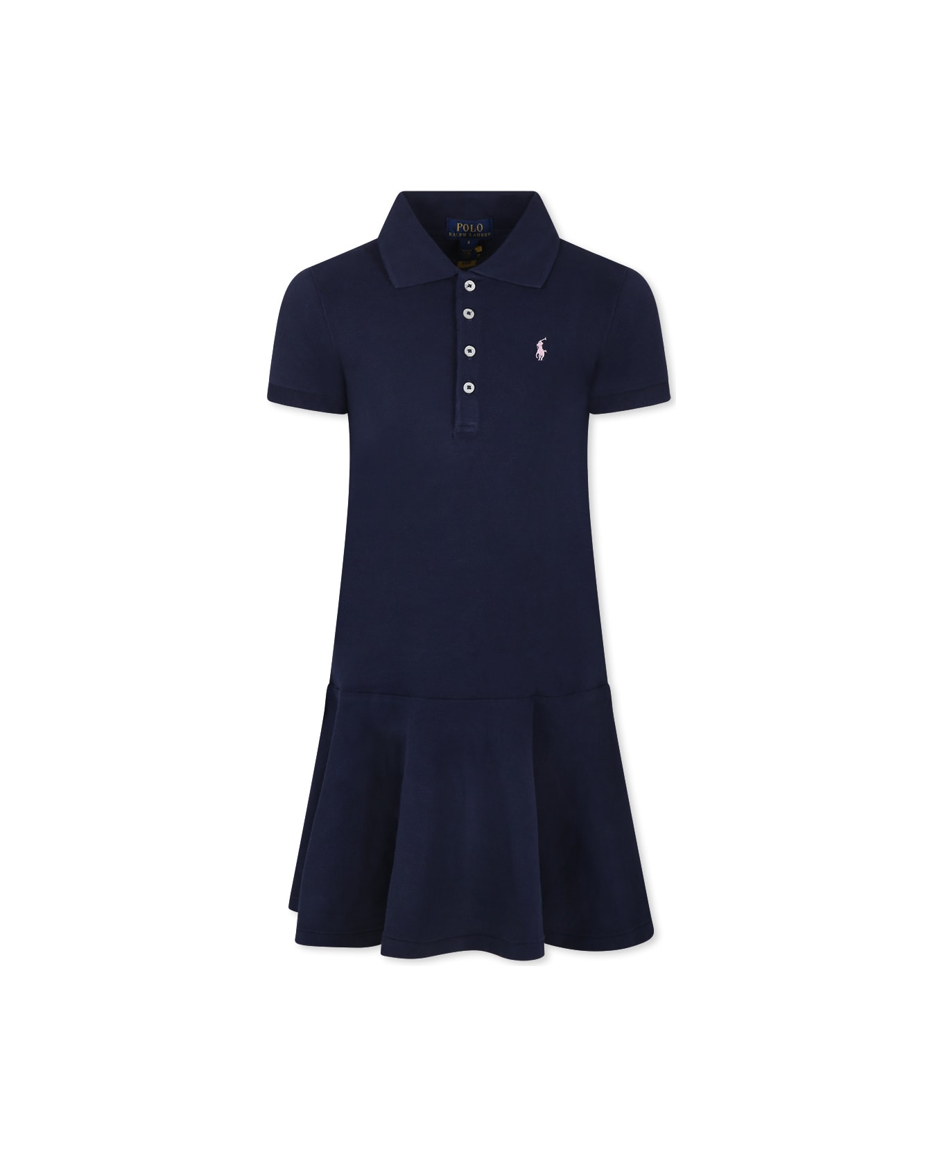 Ralph Lauren Blue Dress For Girl With Horse - Blue