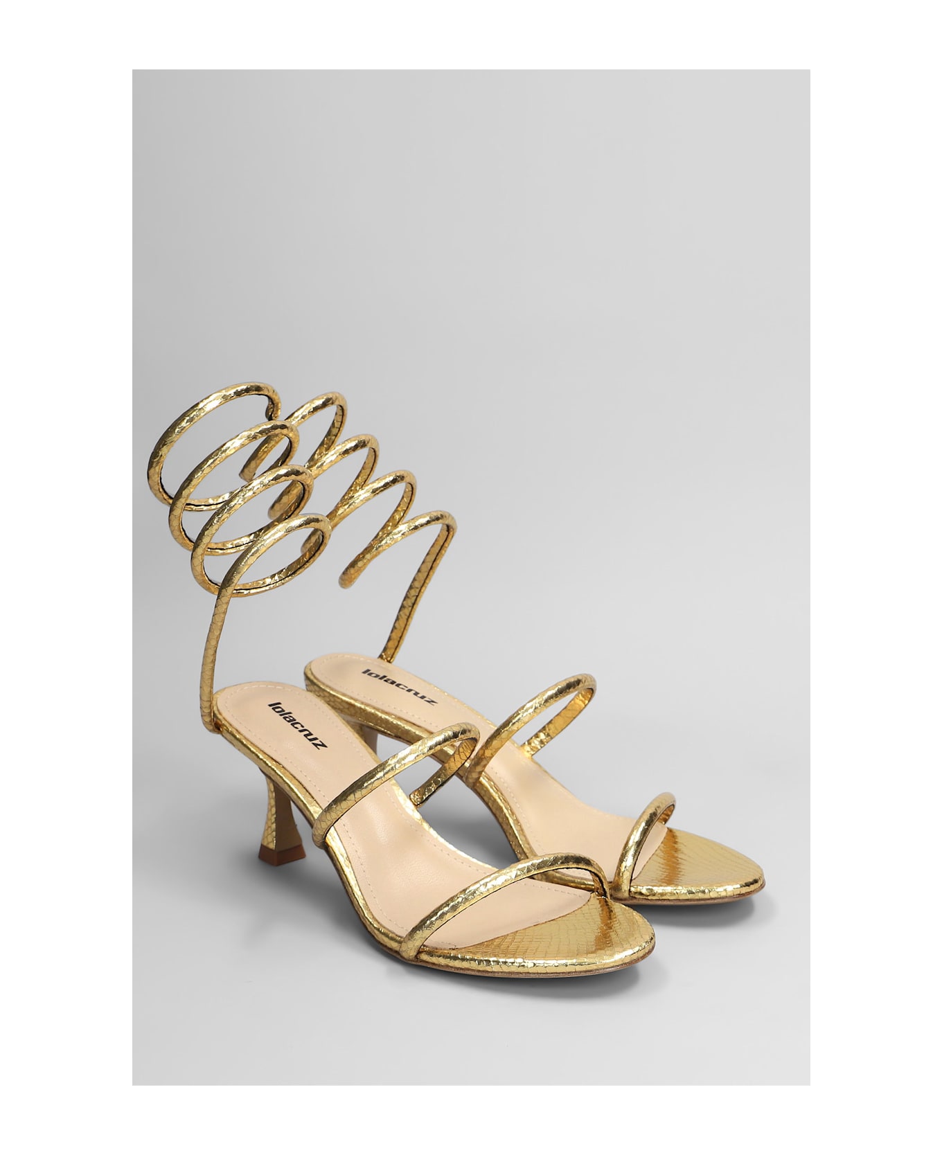Lola Cruz Greta 65 Sandals In Gold Leather - gold