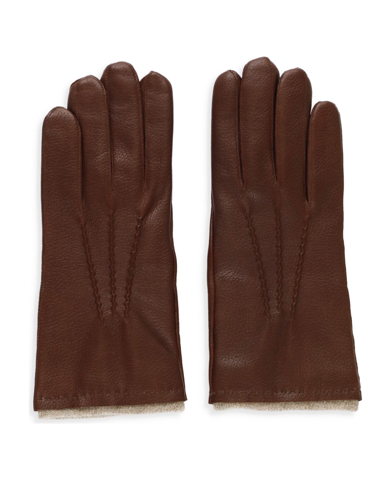 Orciani Leather Drummed Gloves - Burgundy