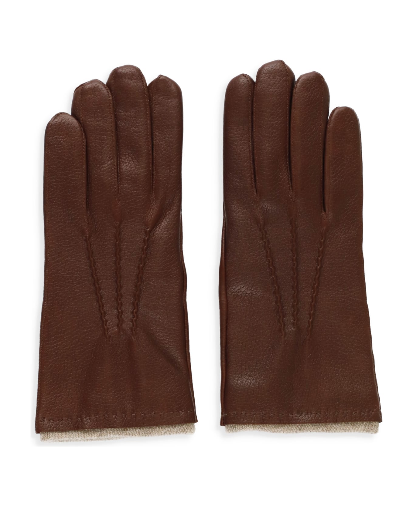 Orciani Leather Drummed Gloves - Bordeaux