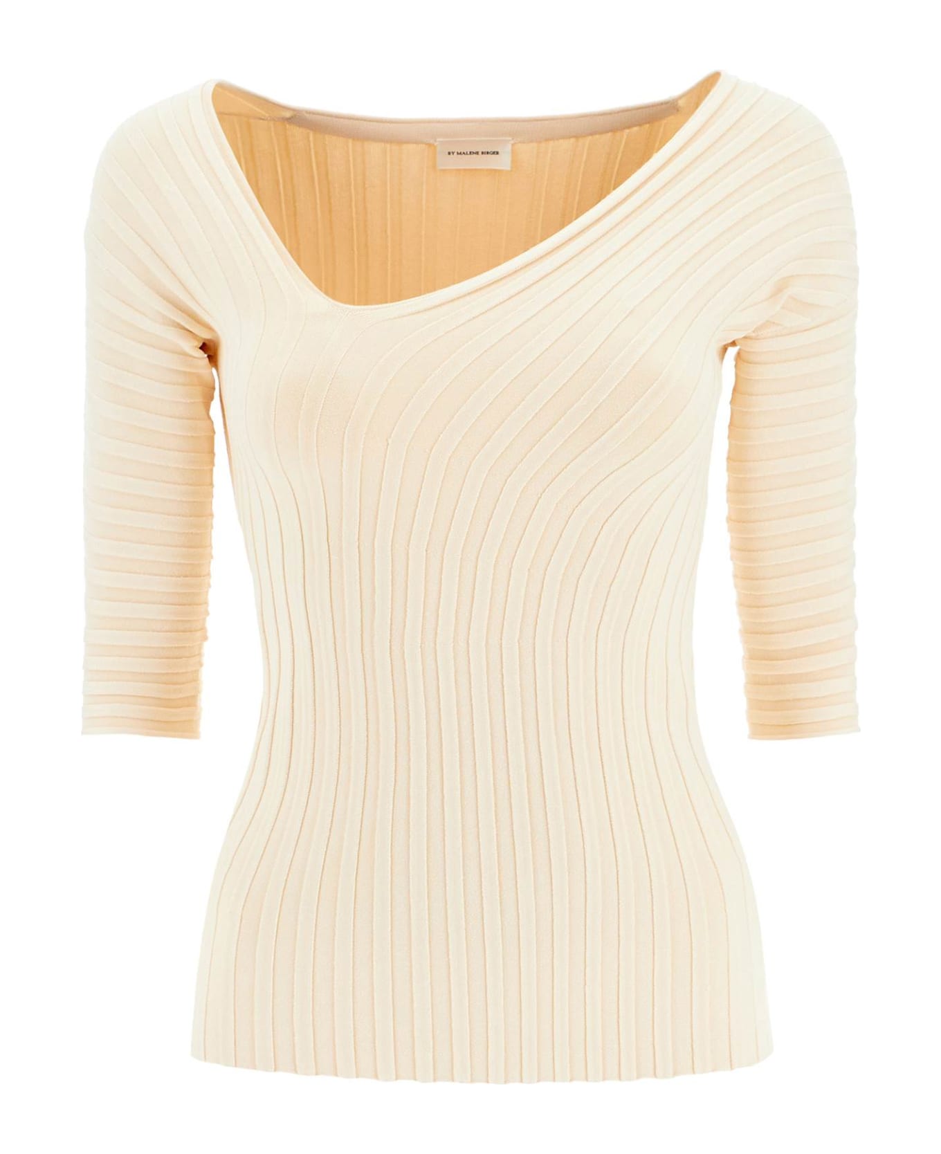 By Malene Birger 'ivena' Ribbed Top With Asymmetrical Neckline - SOFT WHITE (Beige)