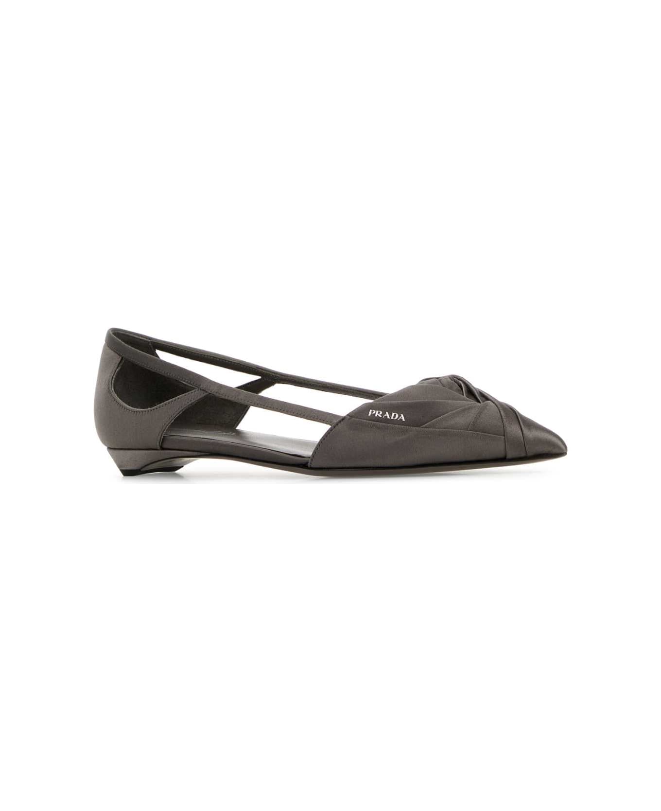 Prada Dark Grey Satin Ballerinas - ARDESIA