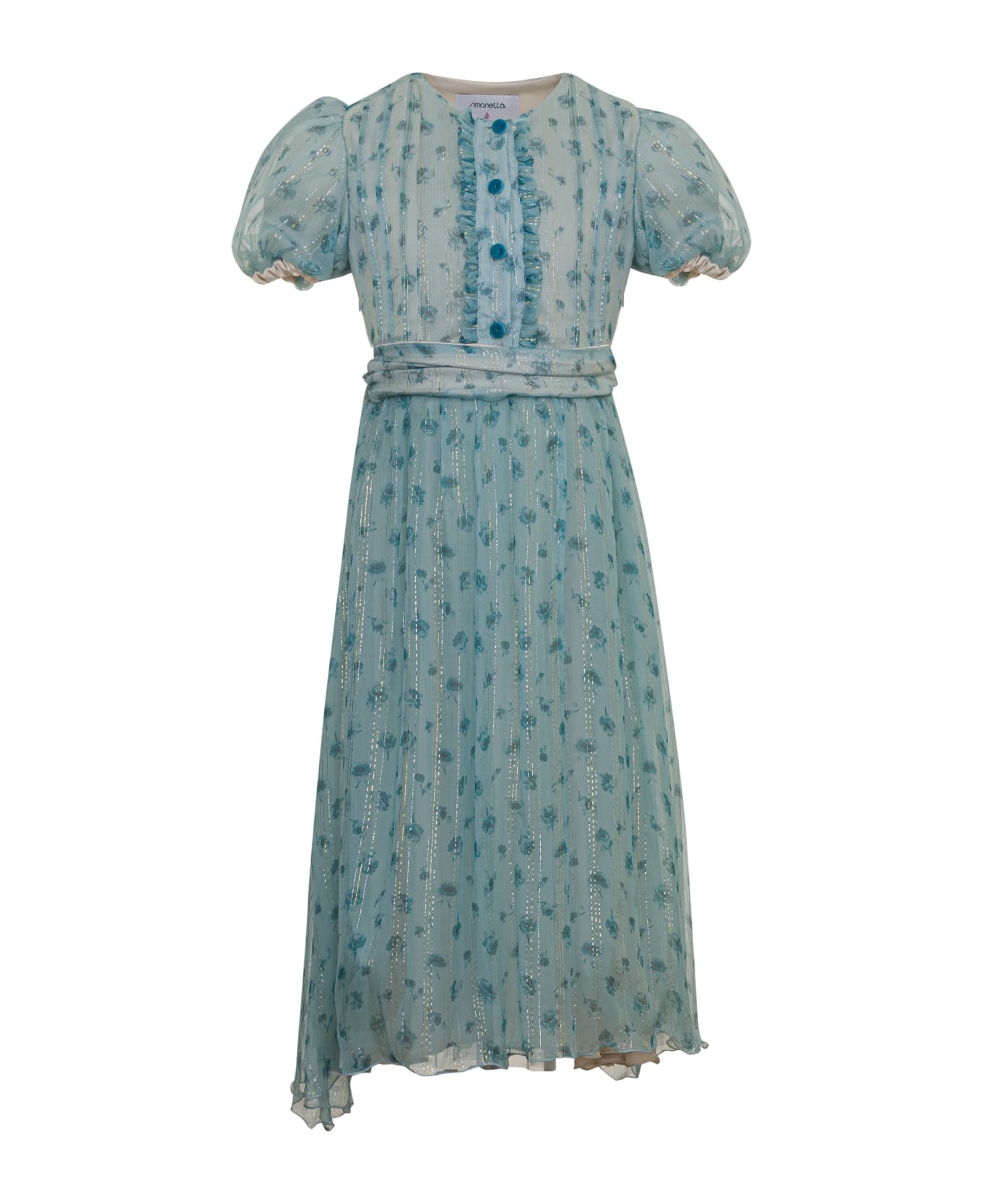 Simonetta Long Floral Dress - Blue