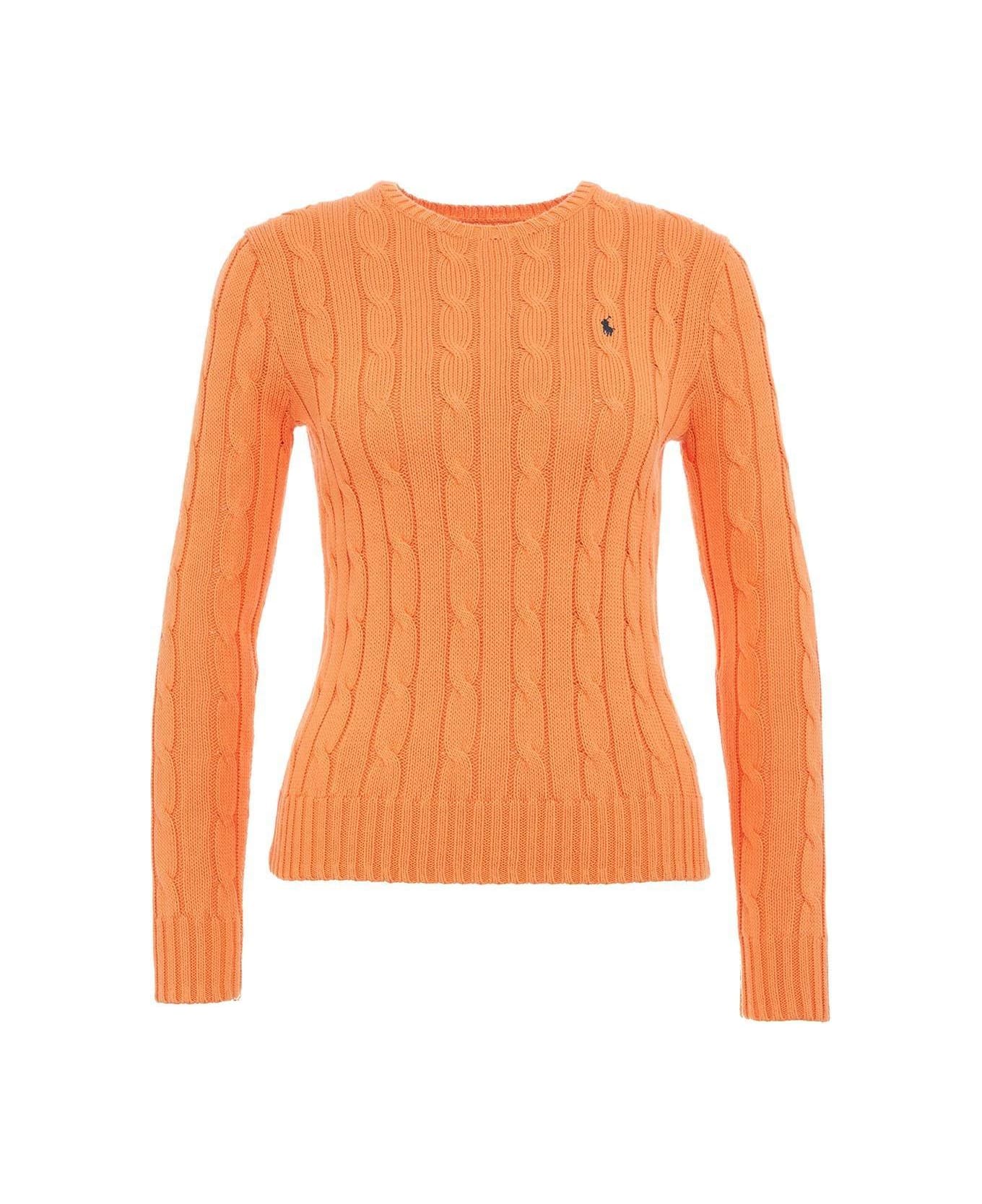 Ralph Lauren Pony Embroidered Crewneck Jumper - sun orange